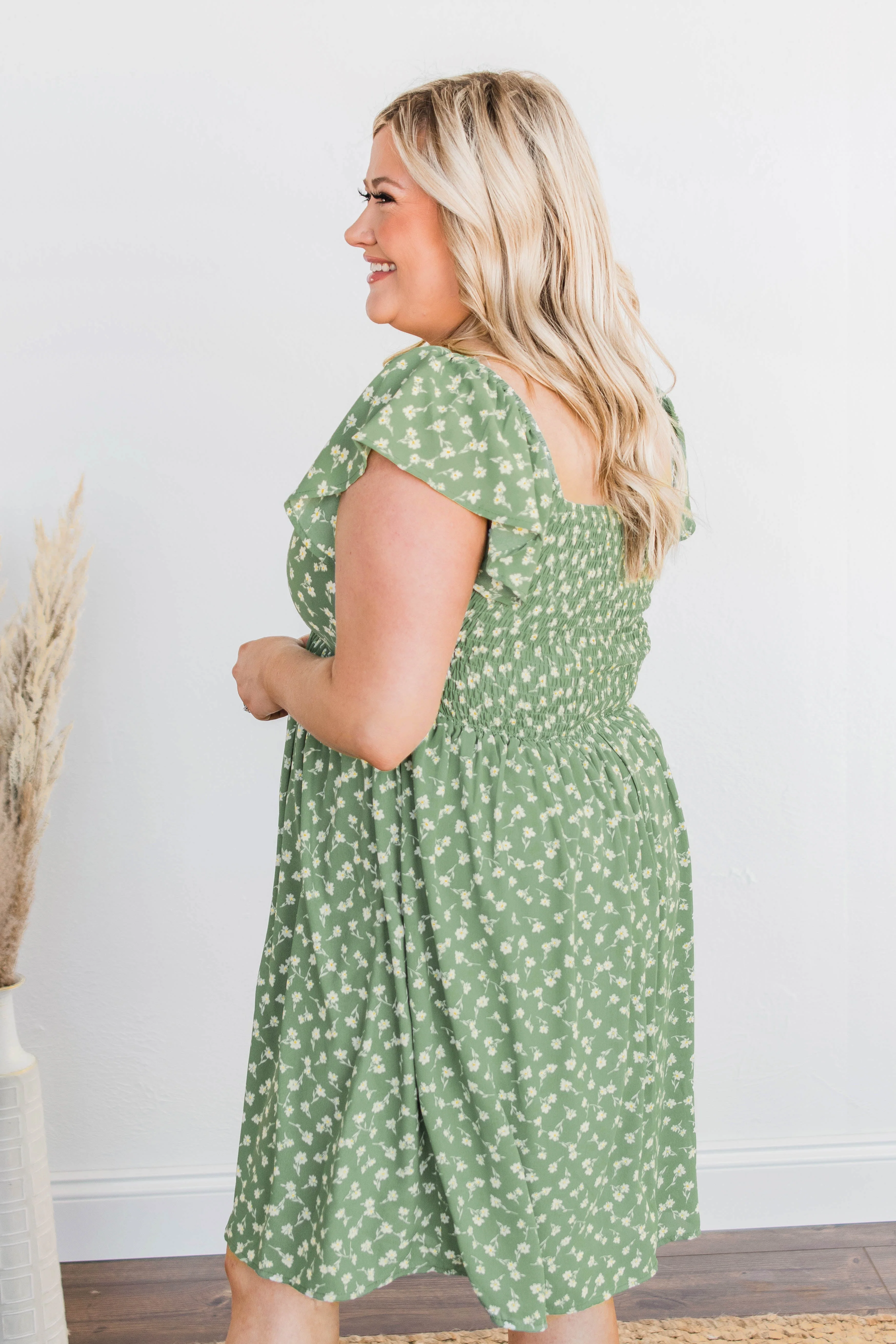 Better By Myself Floral Dress- Sage & Ivory - Image 4