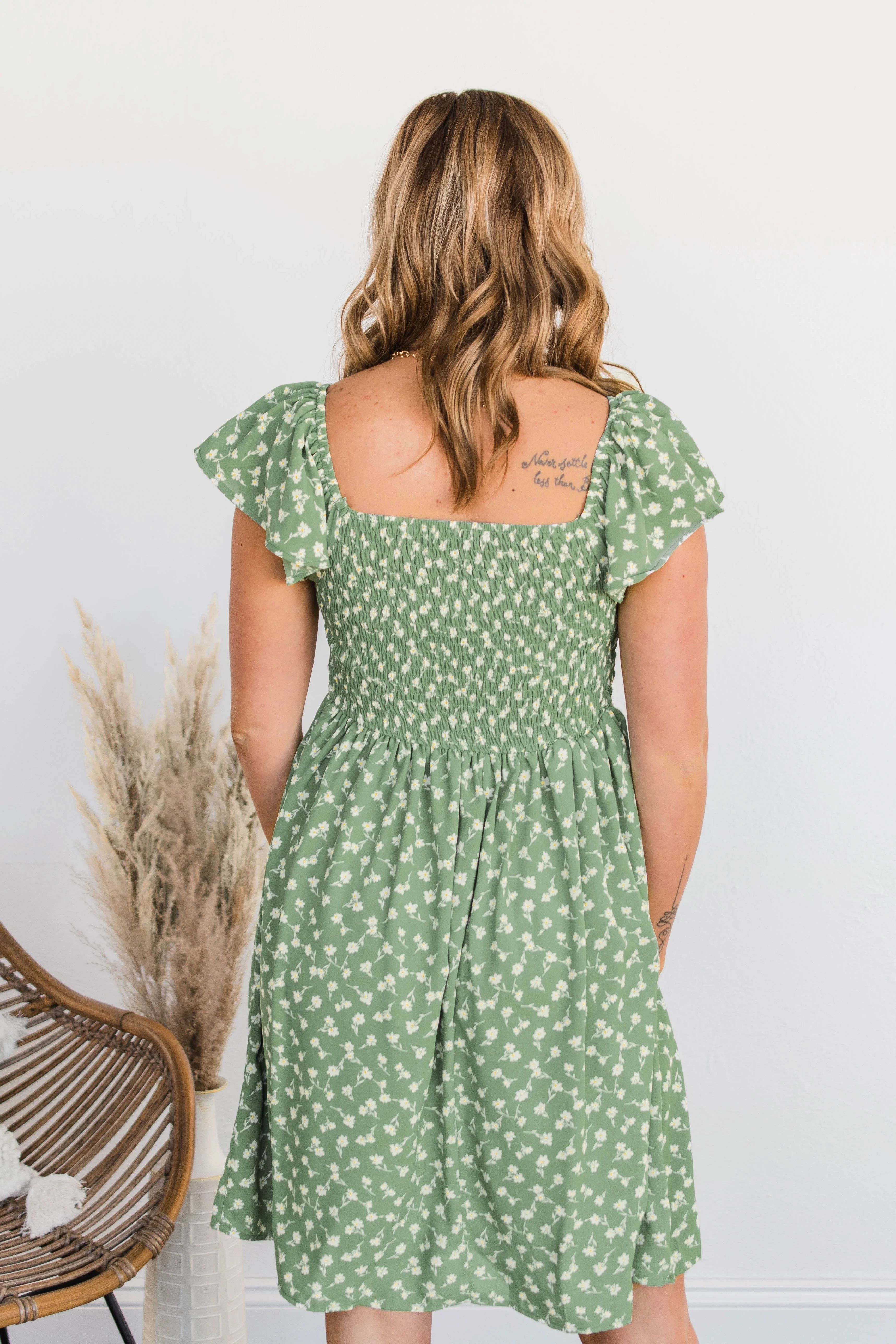 Better By Myself Floral Dress- Sage & Ivory - Image 6