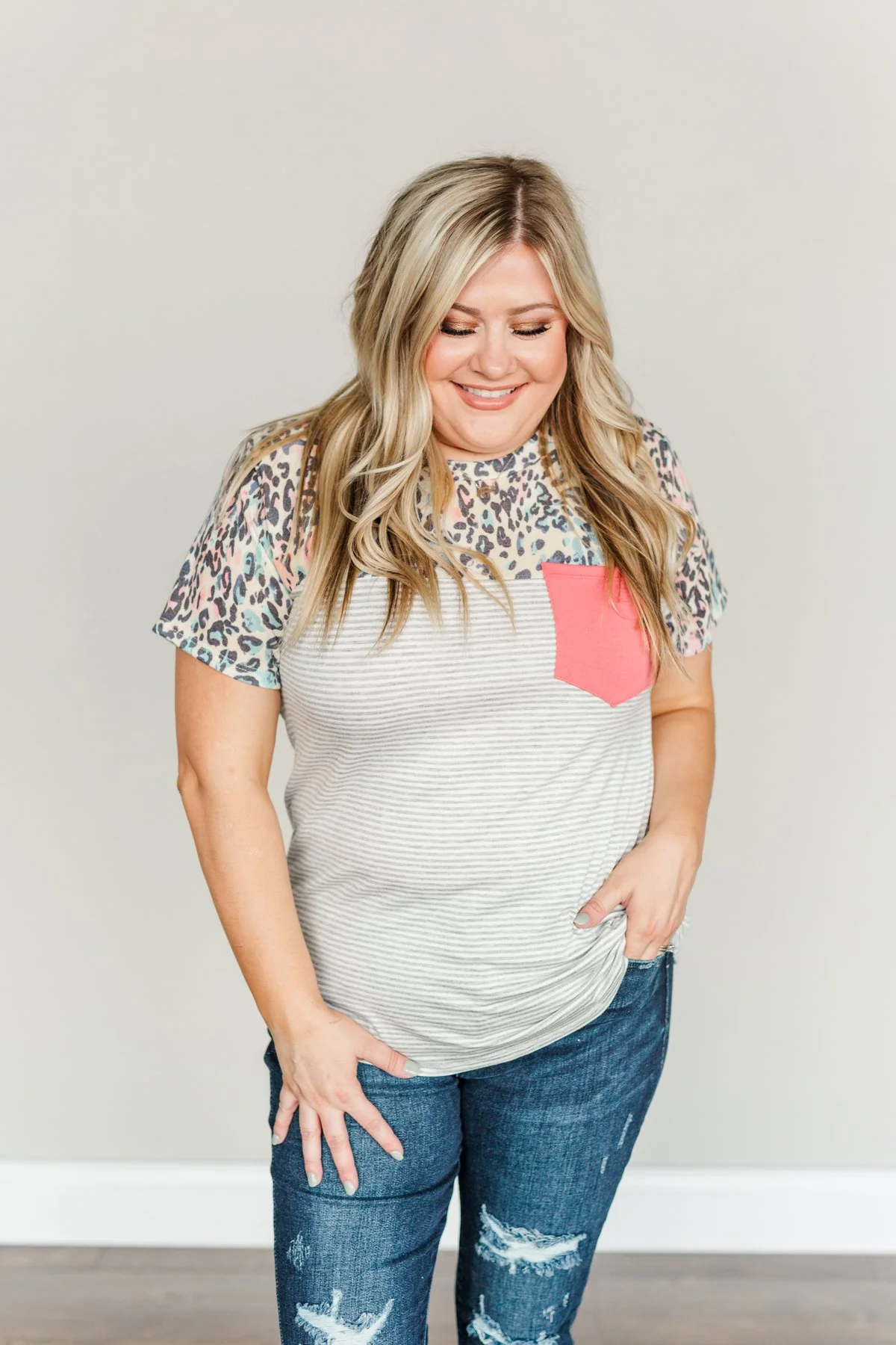 Better Days To Come Color Block Top- Multi Color Leopard - Image 3