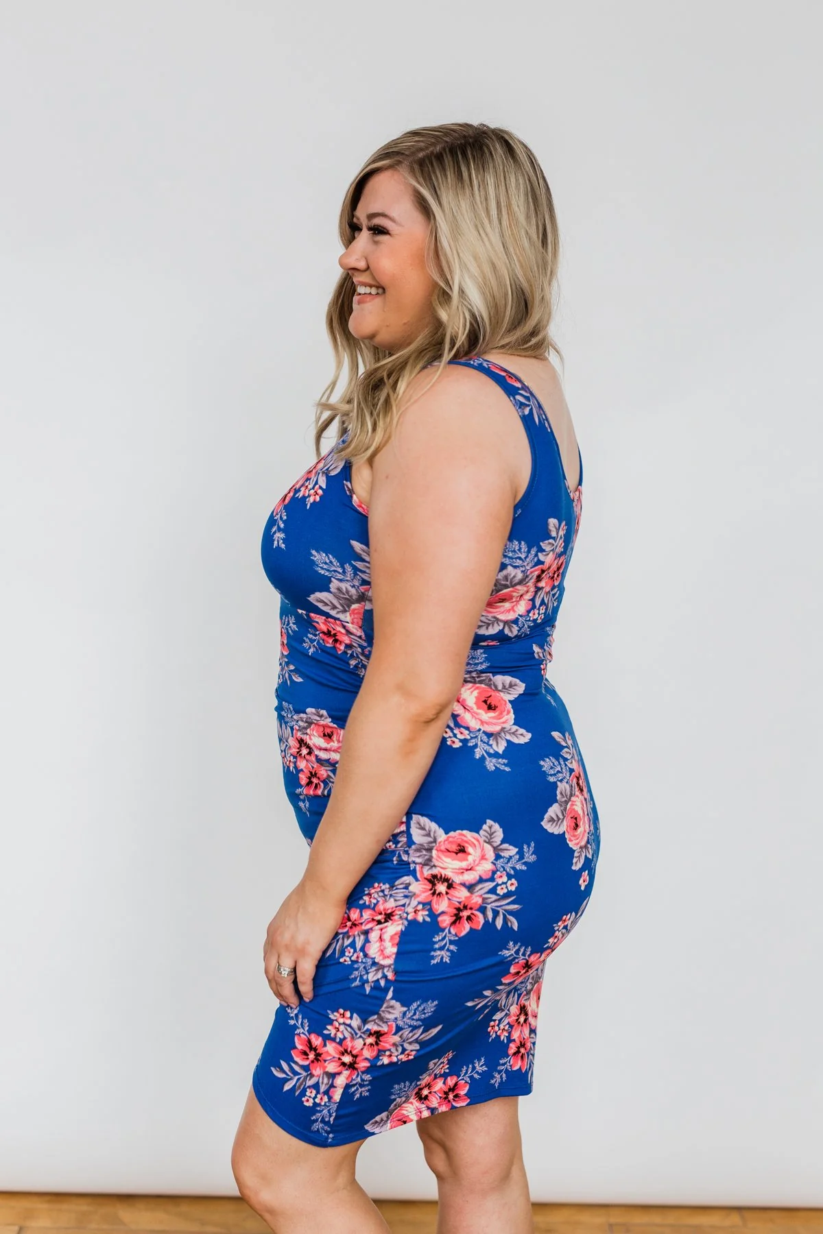 Better In Time Floral Cinched Dress- Cobalt Blue - Image 13