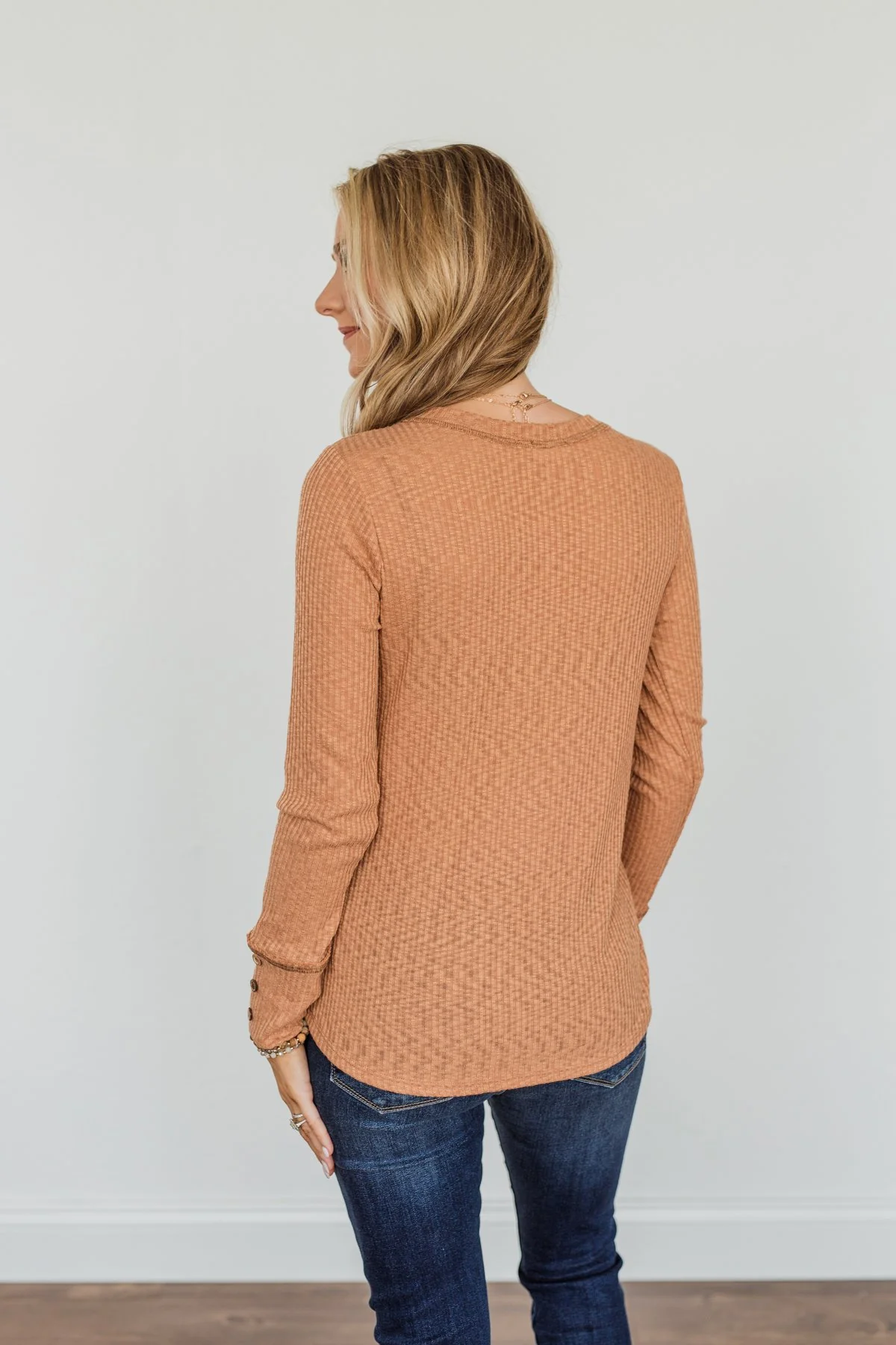 Better Than Ever Long Sleeve Knit Top- Camel - Image 12