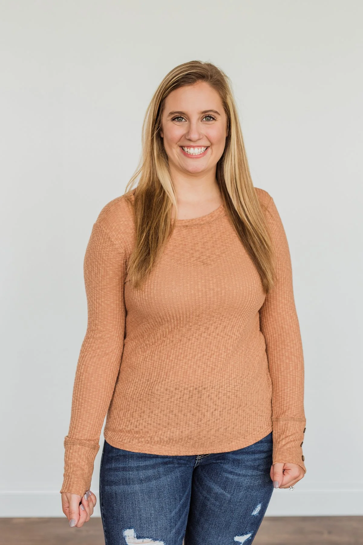 Better Than Ever Long Sleeve Knit Top- Camel - Image 4
