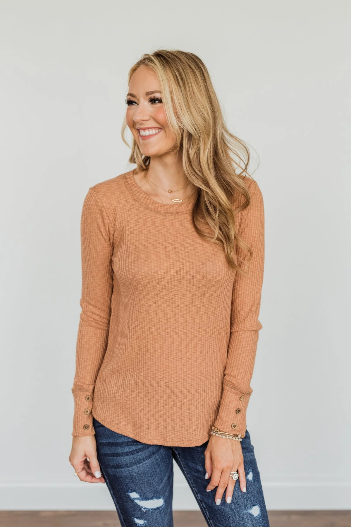 Better Than Ever Long Sleeve Knit Top- Camel - Image 9