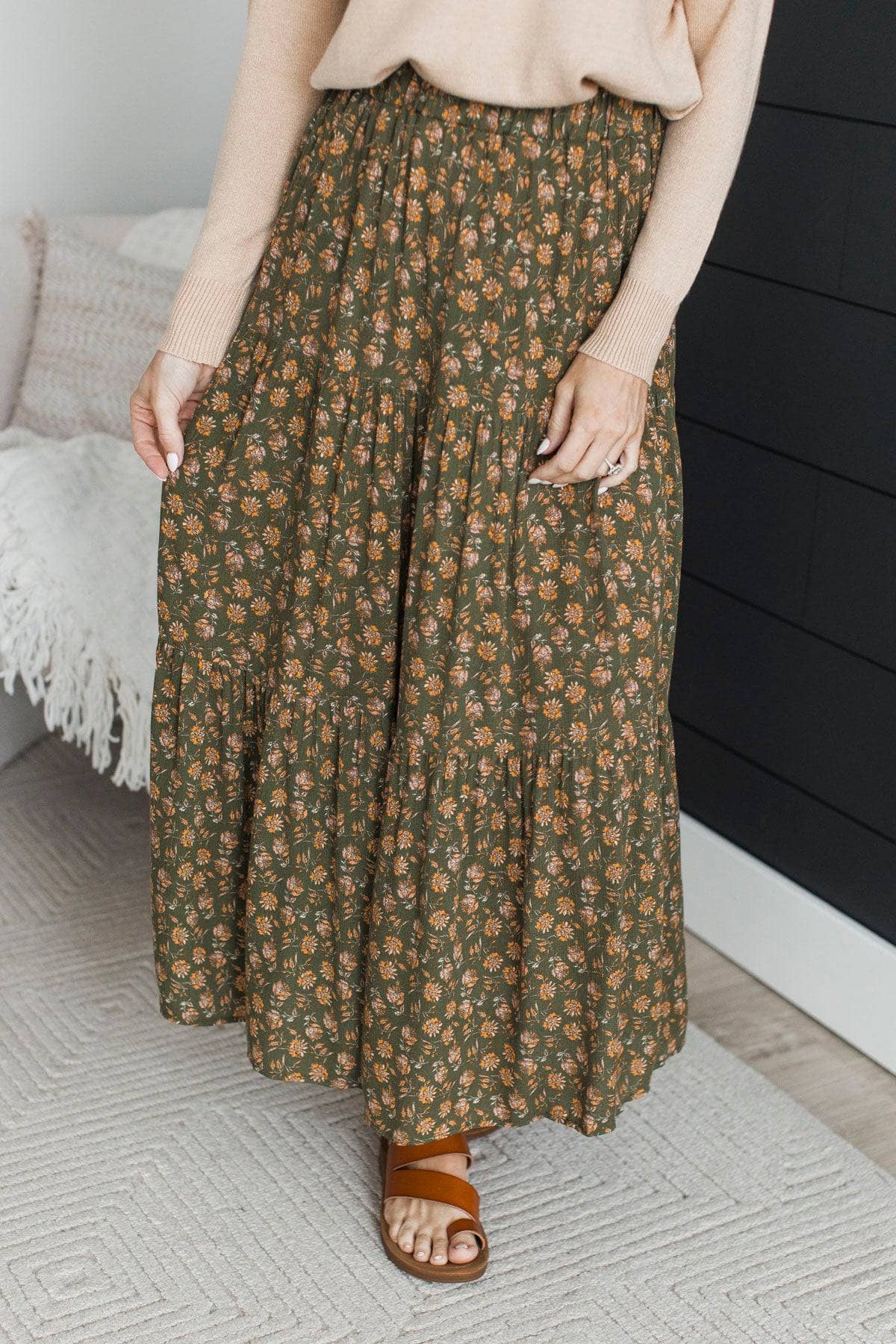 Better Than Fine Floral Skirt- Olive - Image 3
