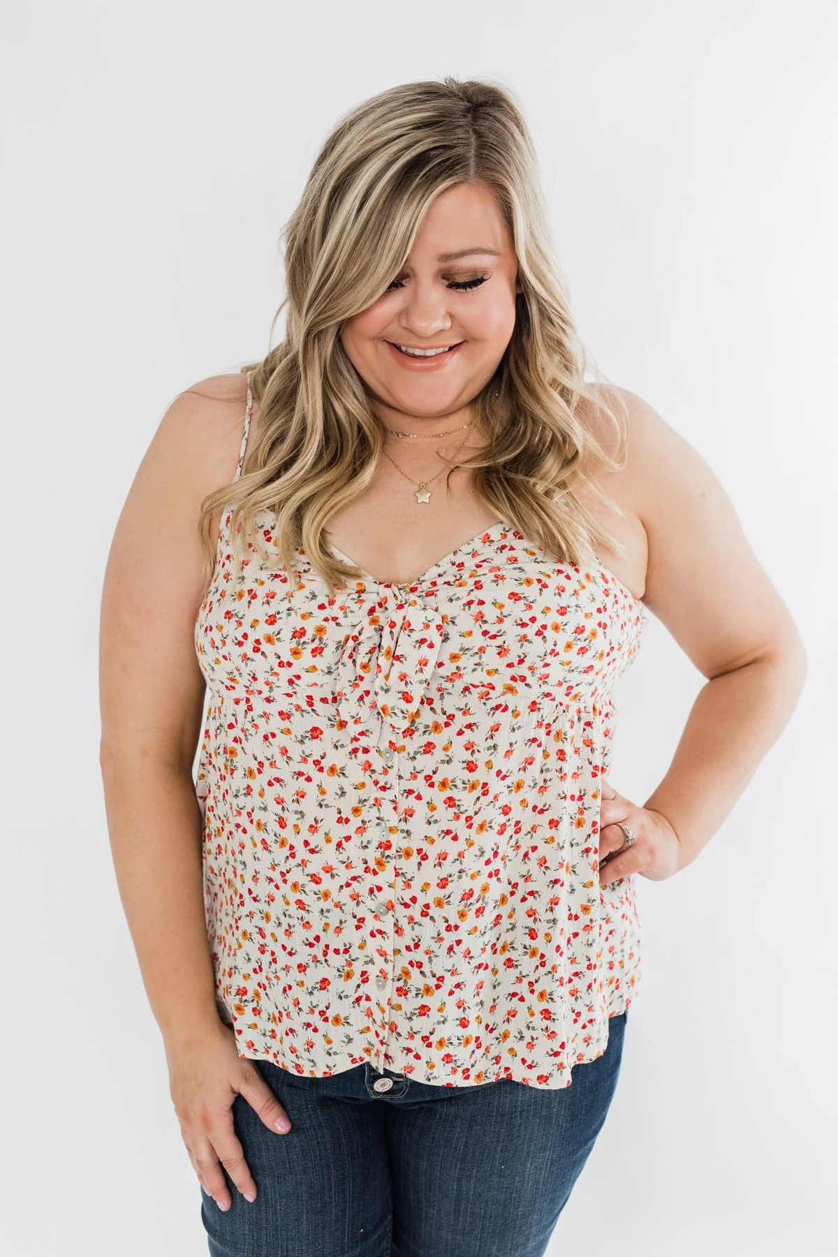 Better Than I Was Floral Bow Tie Tank Top- Ivory Multi - Image 4