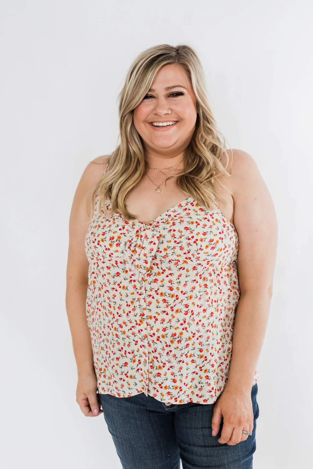 Better Than I Was Floral Bow Tie Tank Top- Ivory Multi - Image 6
