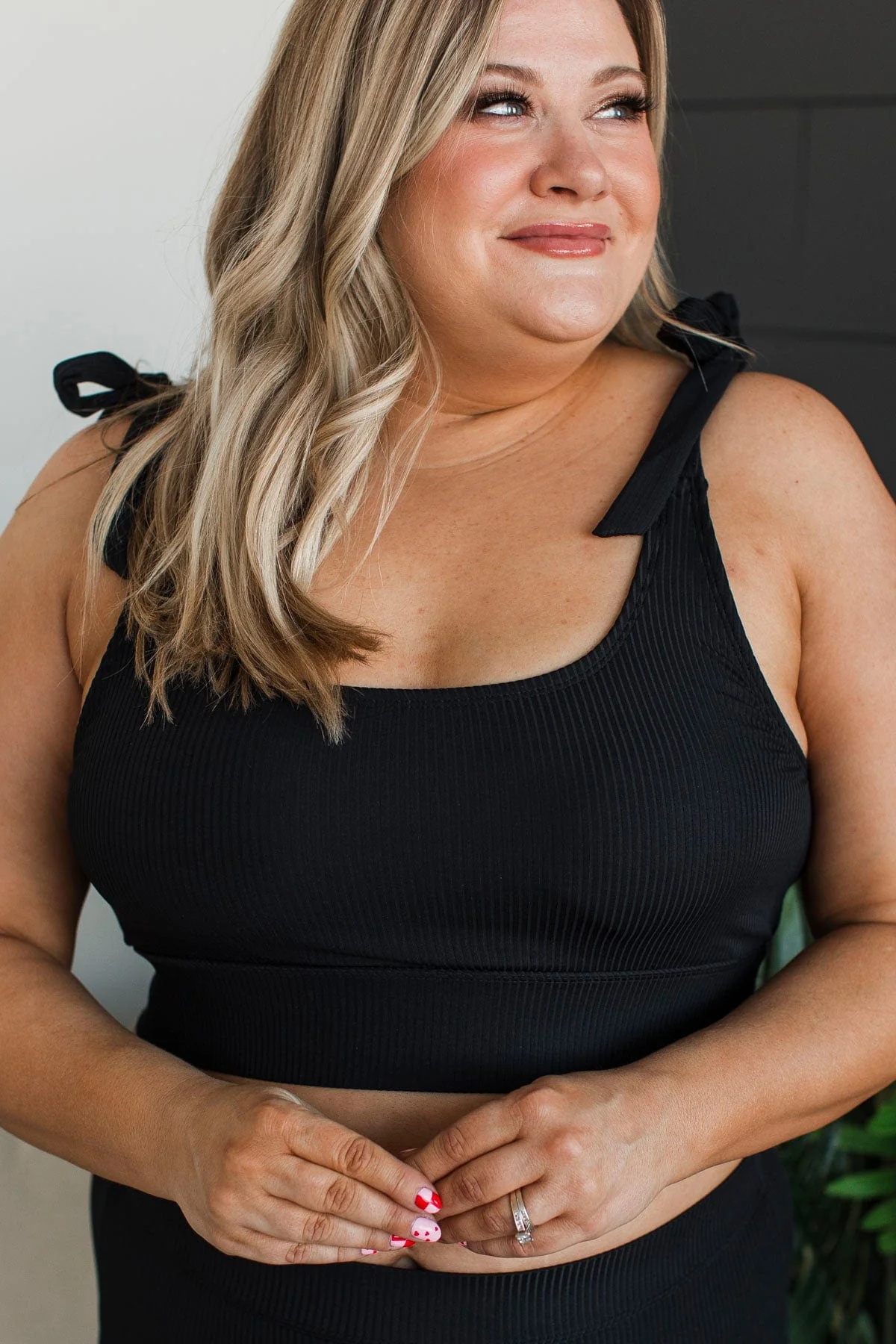 Better Than Sunshine Ribbed Swim Top- Black - Image 4