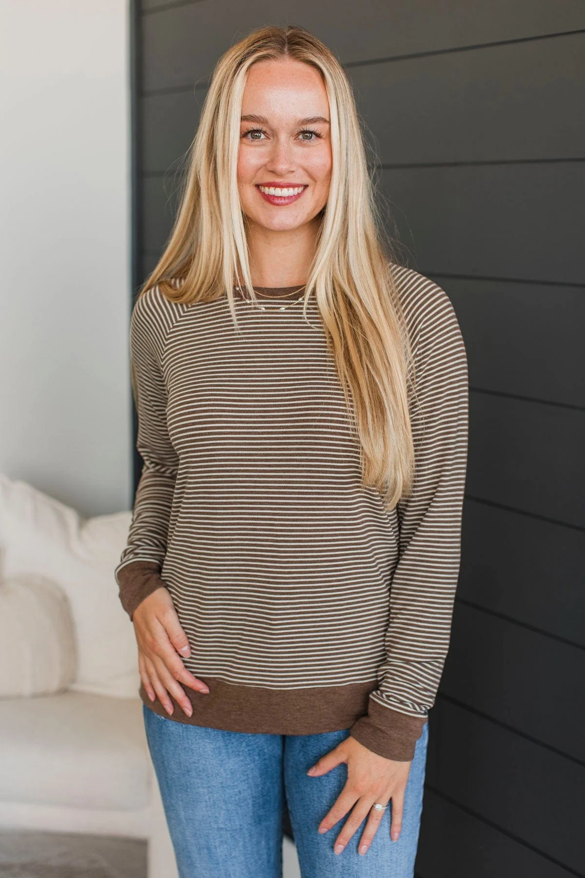 Better Than Yesterday Striped Top- Brown - Image 4