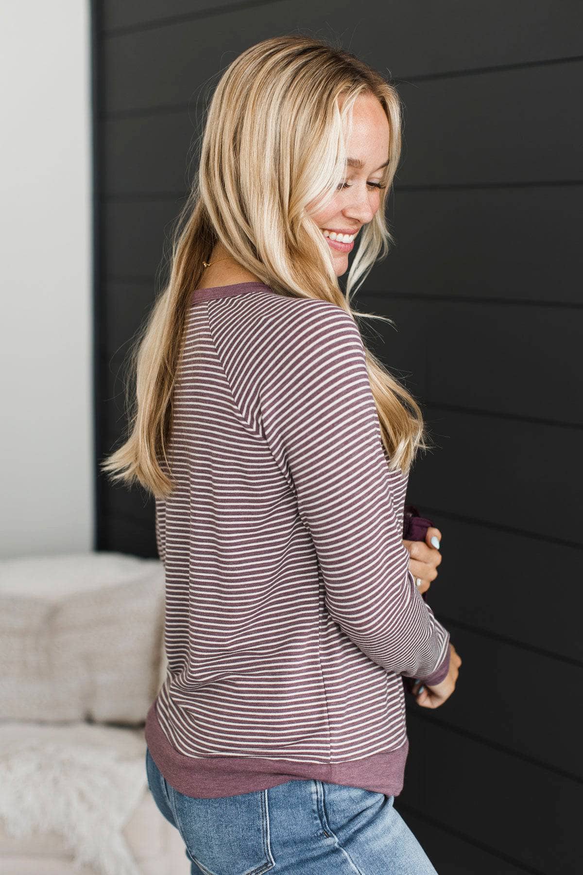 Better Than Yesterday Striped Top- Light Plum - Image 6