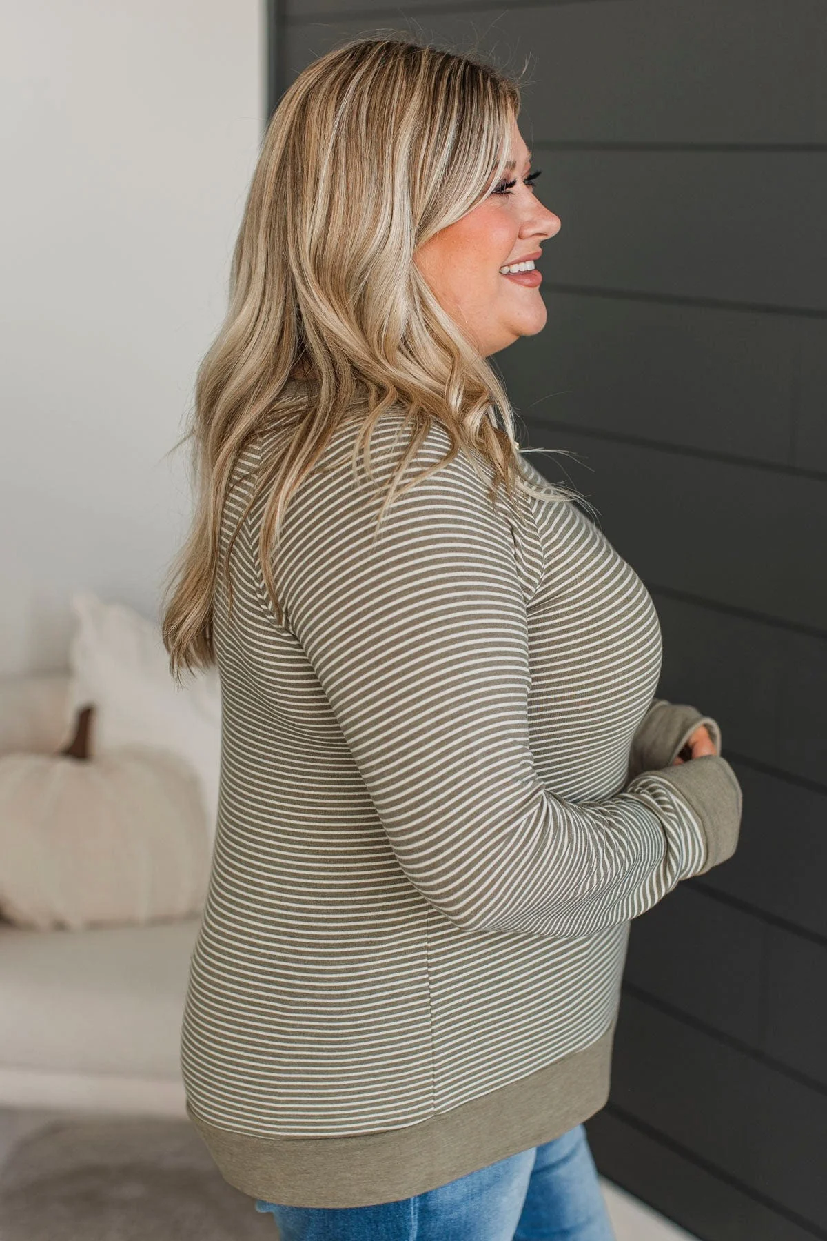 Better Than Yesterday Striped Top- Olive - Image 6