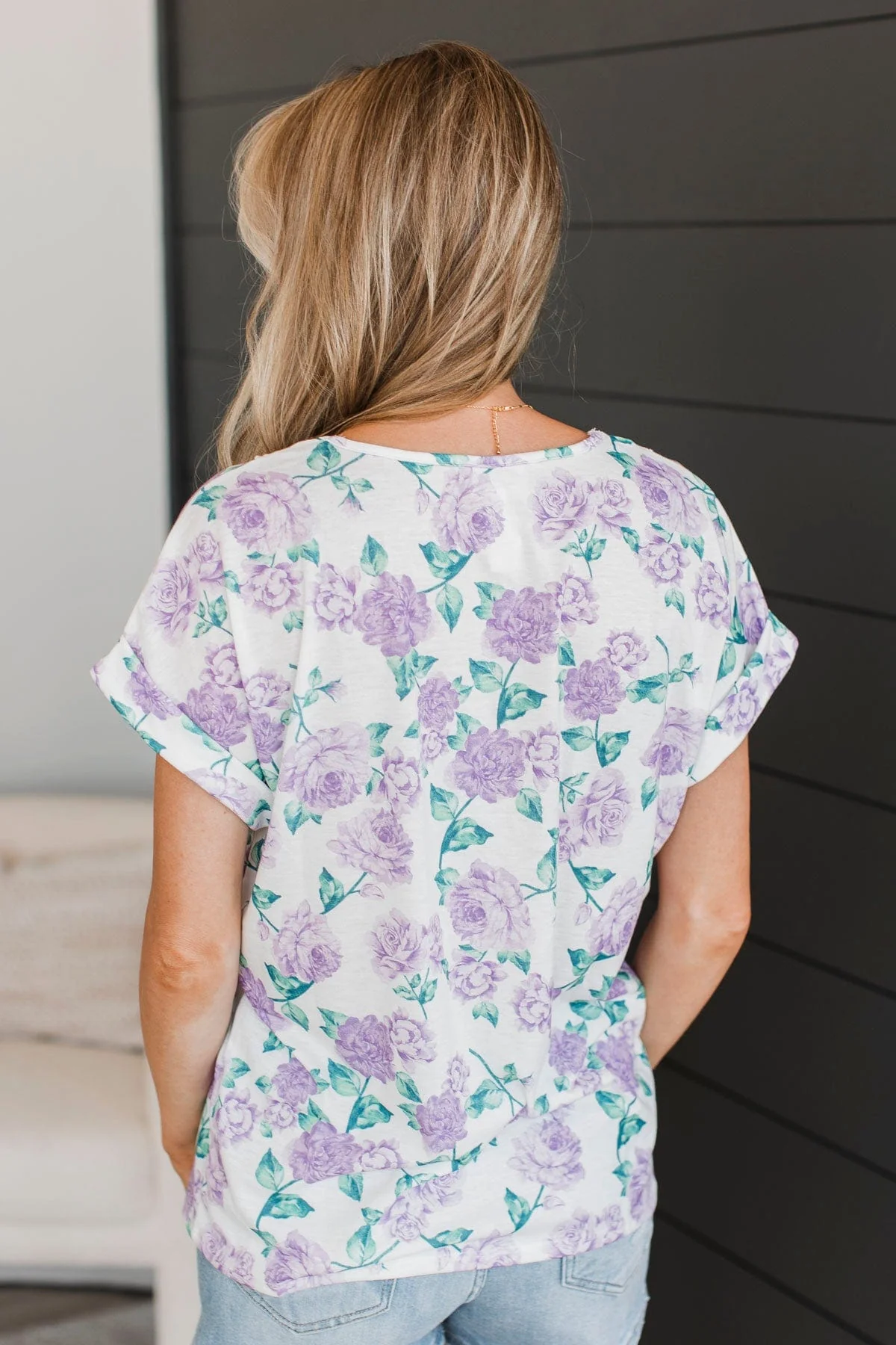 Better This Way Floral Top- Ivory & Lavender - Image 6