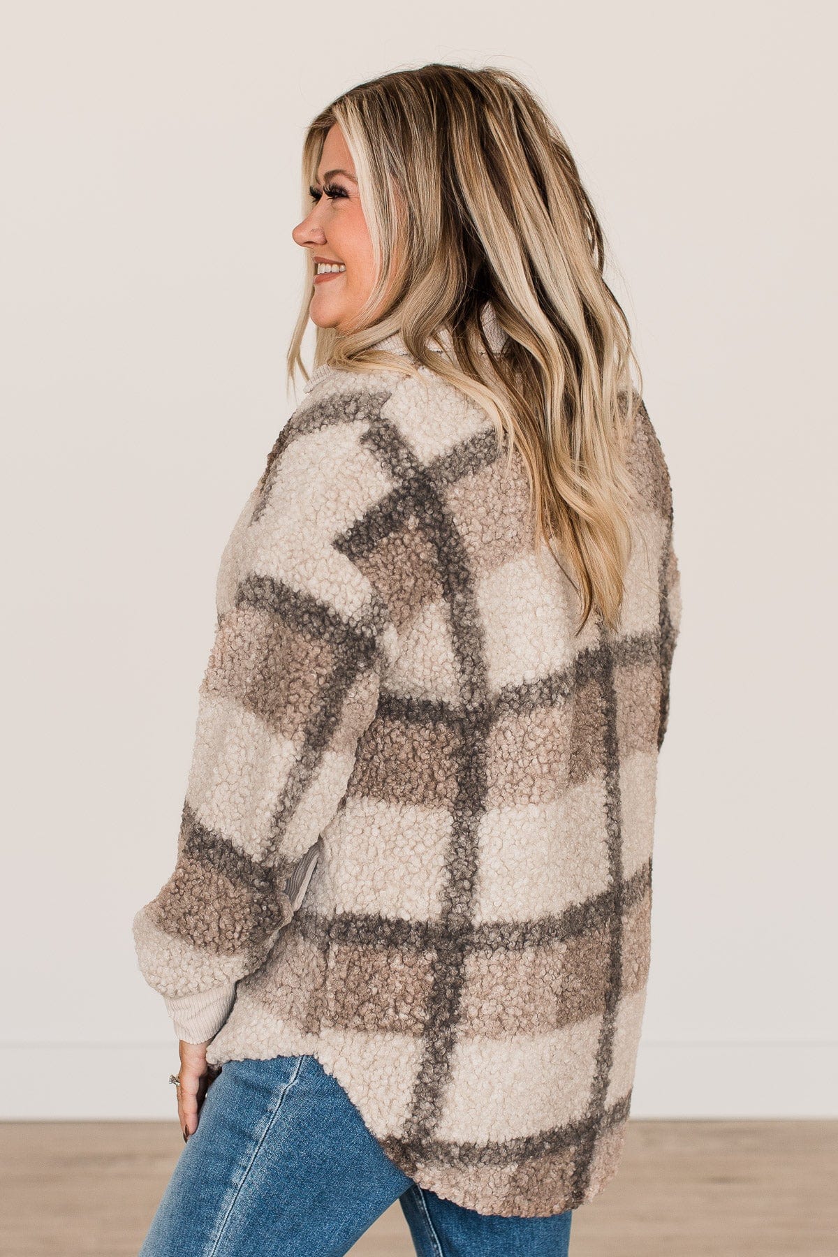 Better To Be Cozy Sherpa Jacket- Light Taupe - Image 6