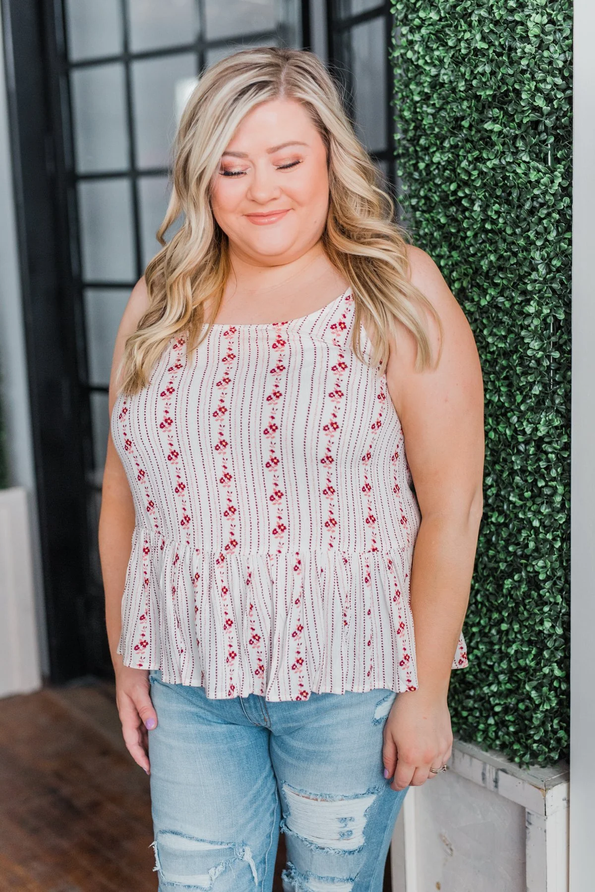 Better Together Floral Babydoll Tank Top- Ivory - Image 5