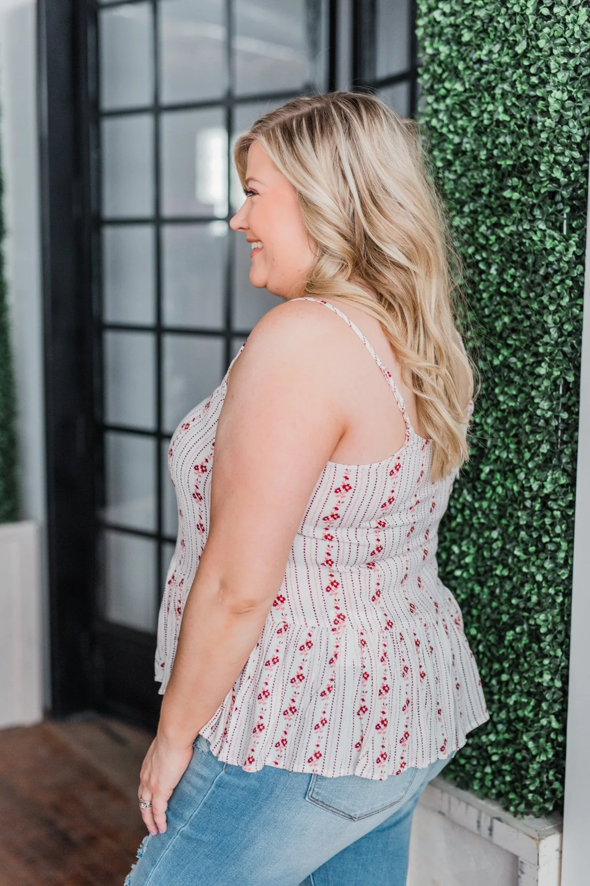 Better Together Floral Babydoll Tank Top- Ivory - Image 7