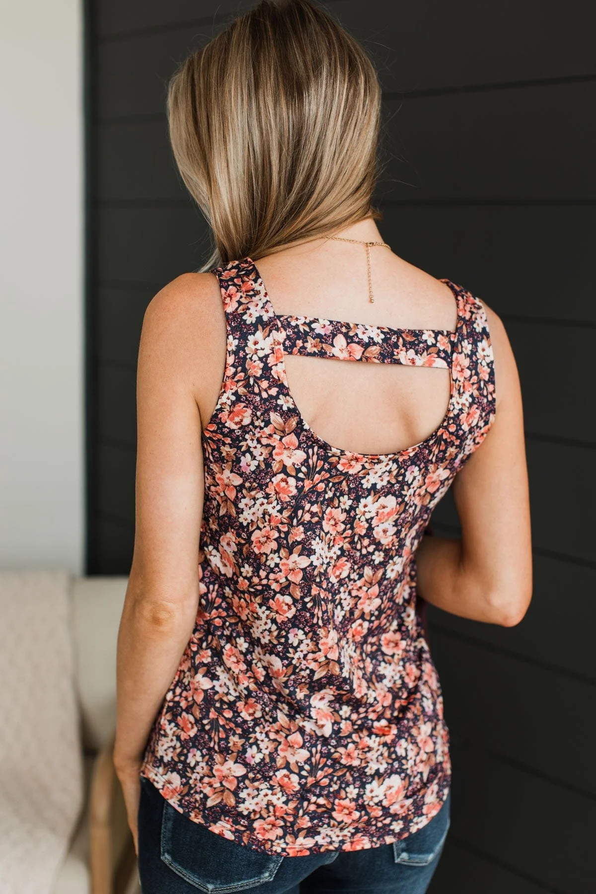 Between You & Me Floral Tank Top- Navy - Image 7