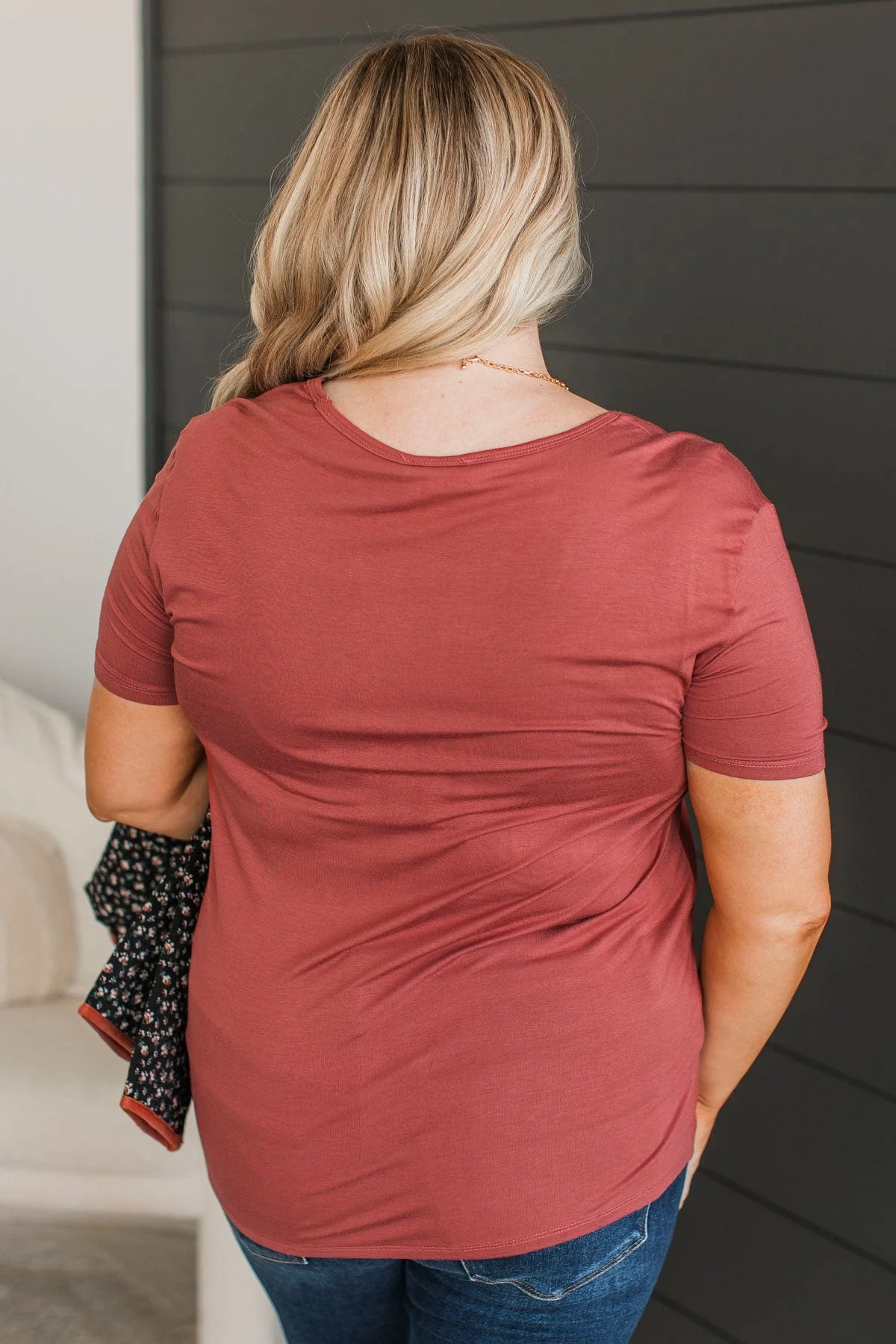 Beyond Beauty Short Sleeve Pocket Top- Marsala - Image 7