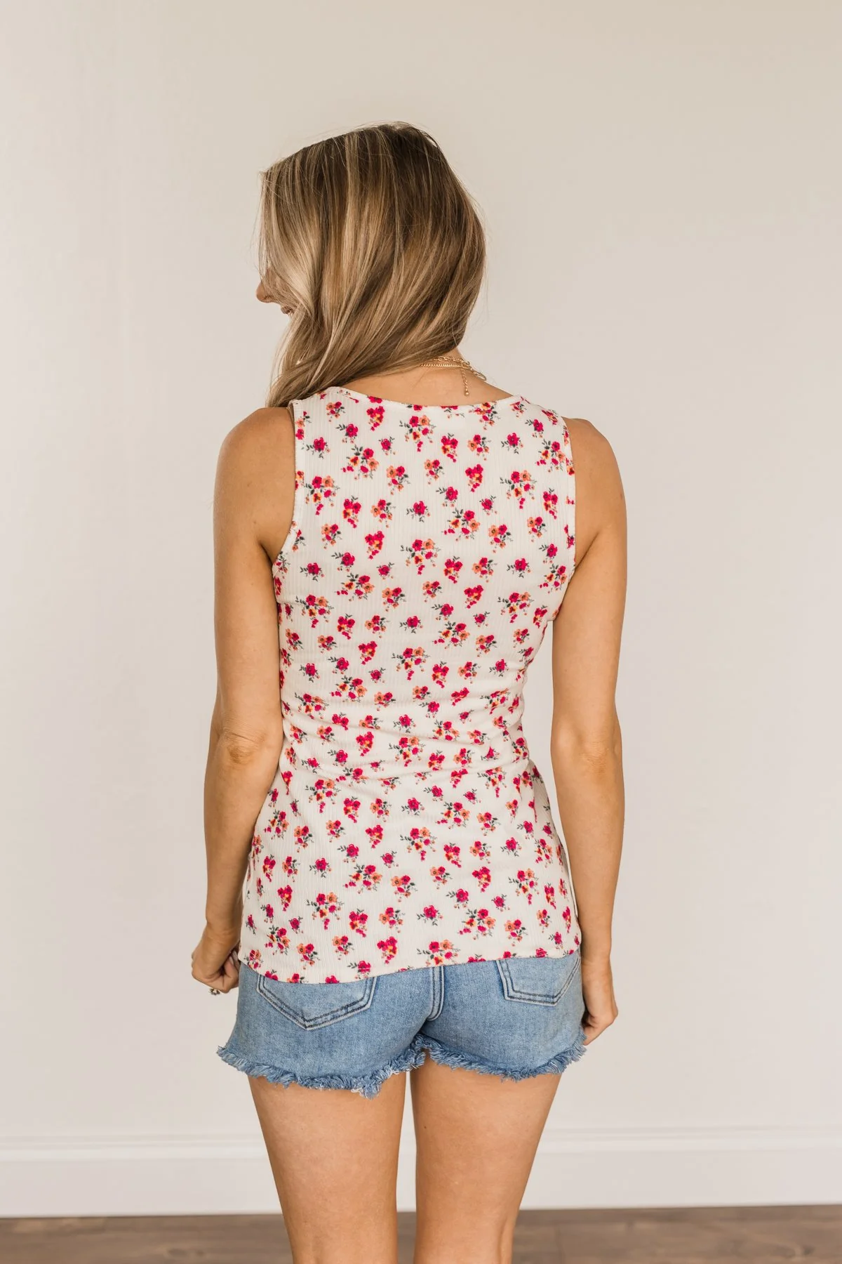Beyond Breathtaking Zipper Henley Tank- Ivory & Fuchsia - Image 6