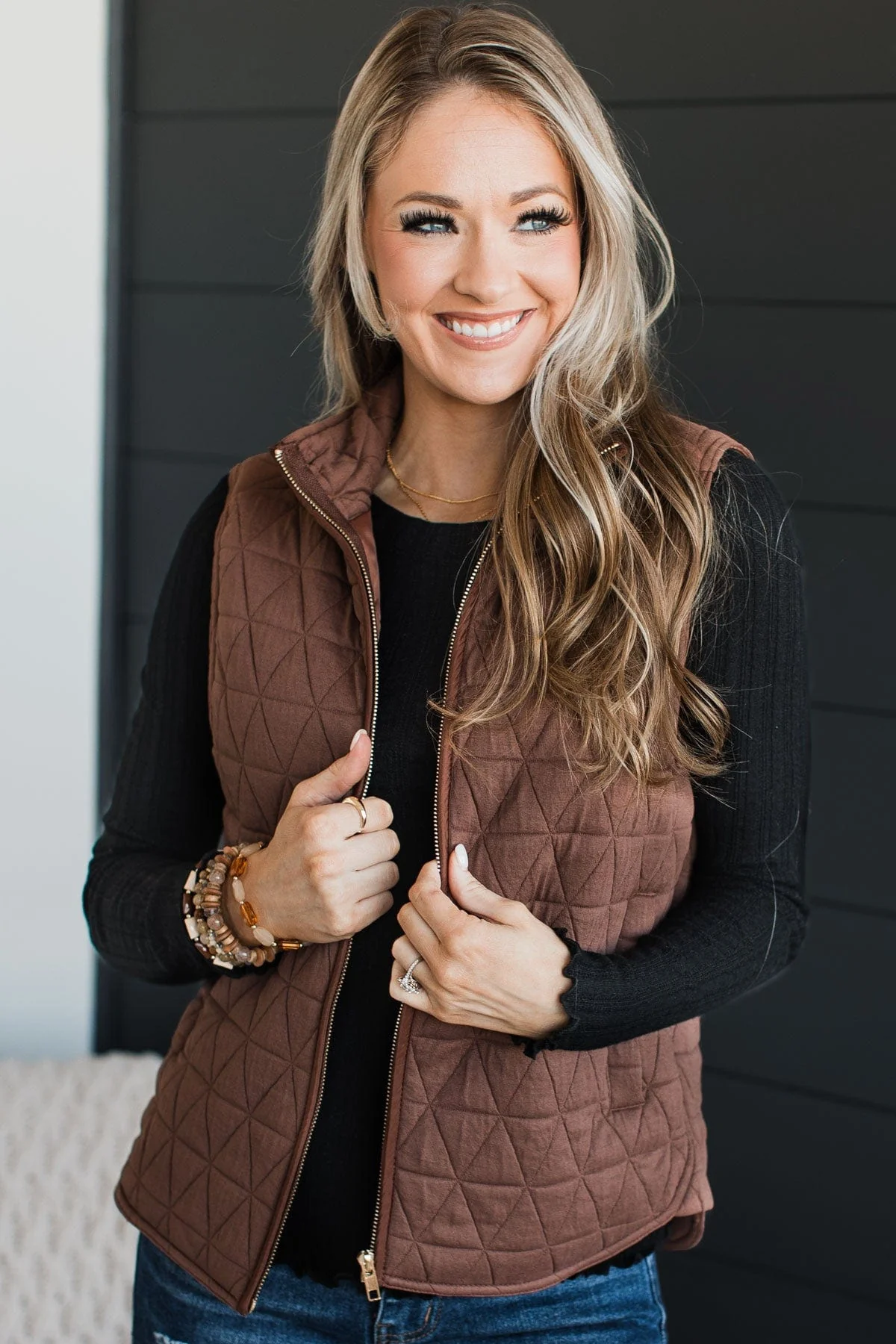 Beyond Comparison Puffer Vest- Dark Mocha - Image 2