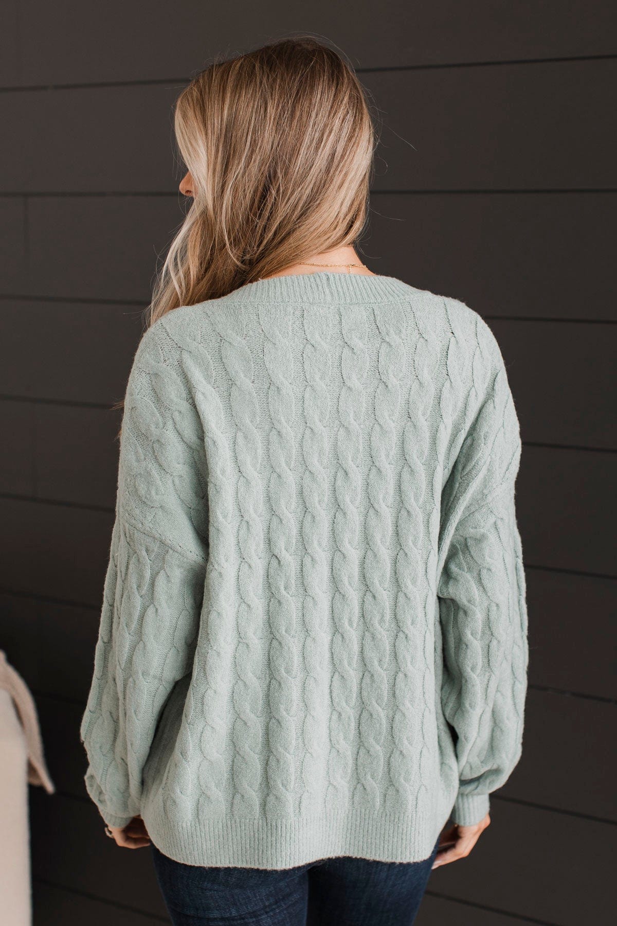 Beyond Cozy Knit Button Cardigan- Light Sage - Image 7