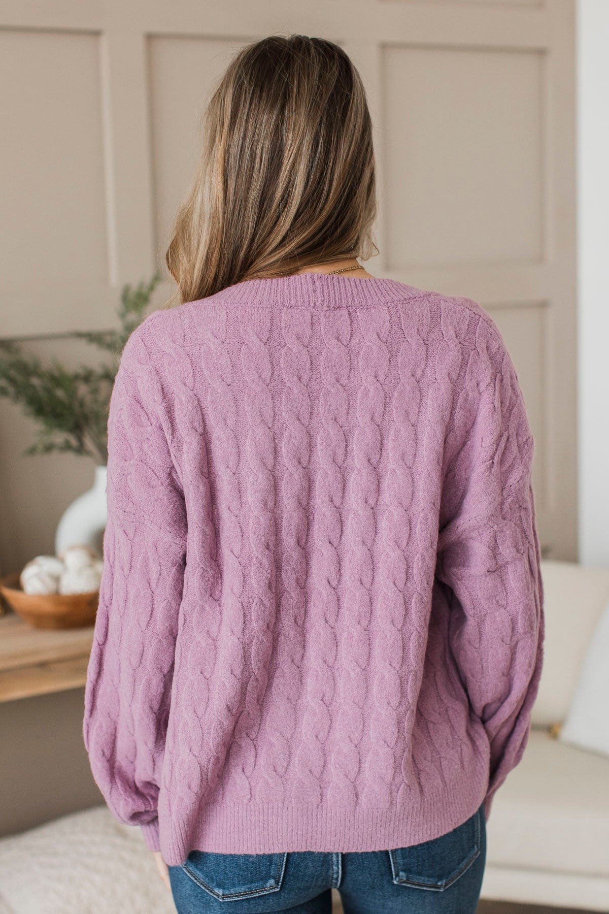 Beyond Cozy Knit Button Cardigan- Lavender - Image 8