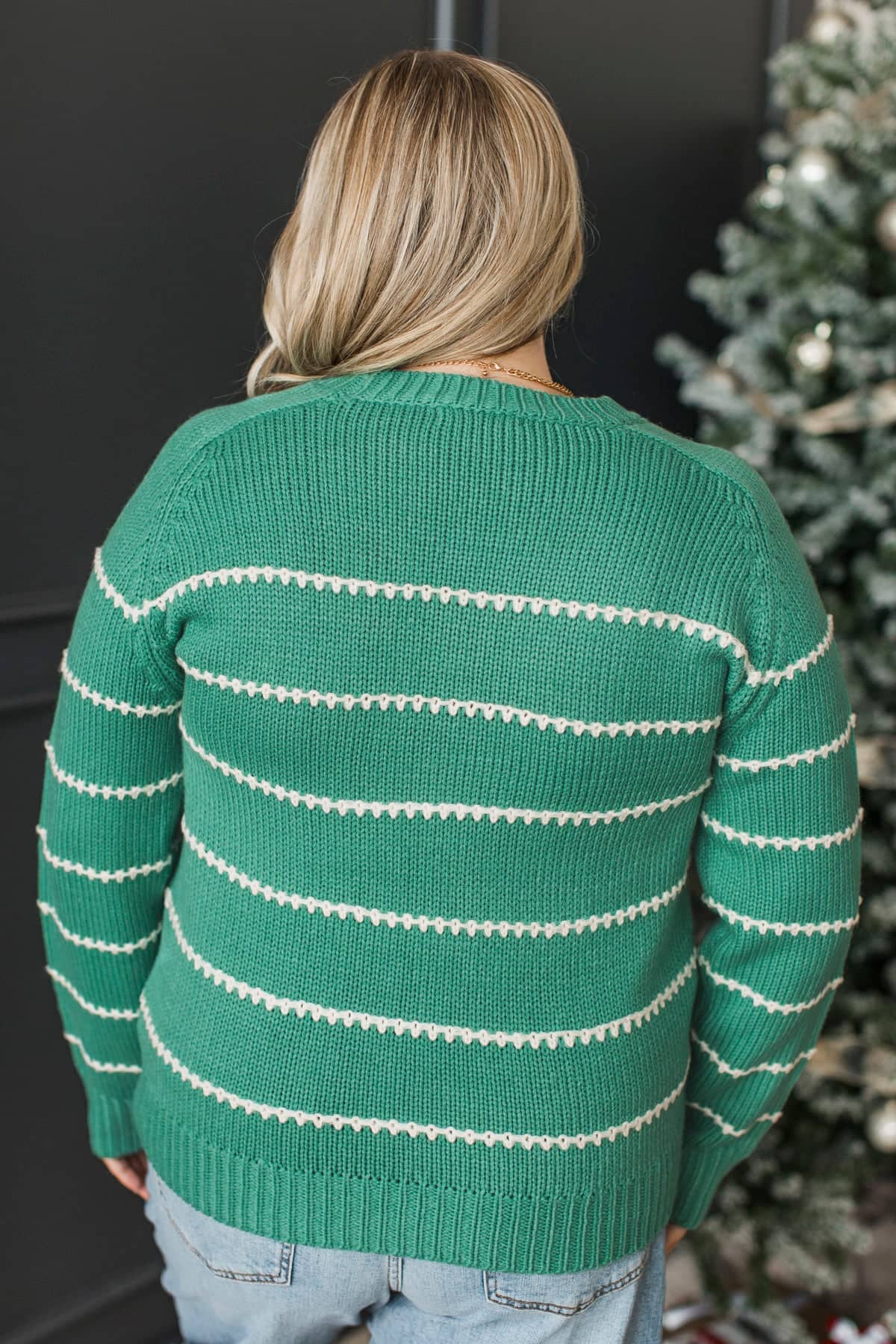 Beyond Grateful Stitch Stripe Sweater- Jade - Image 7