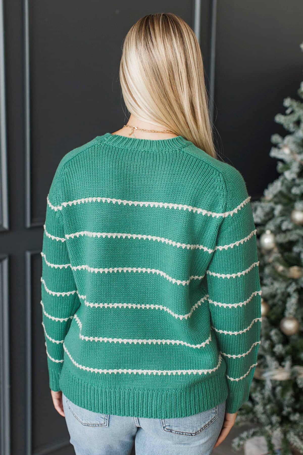 Beyond Grateful Stitch Stripe Sweater- Jade - Image 8