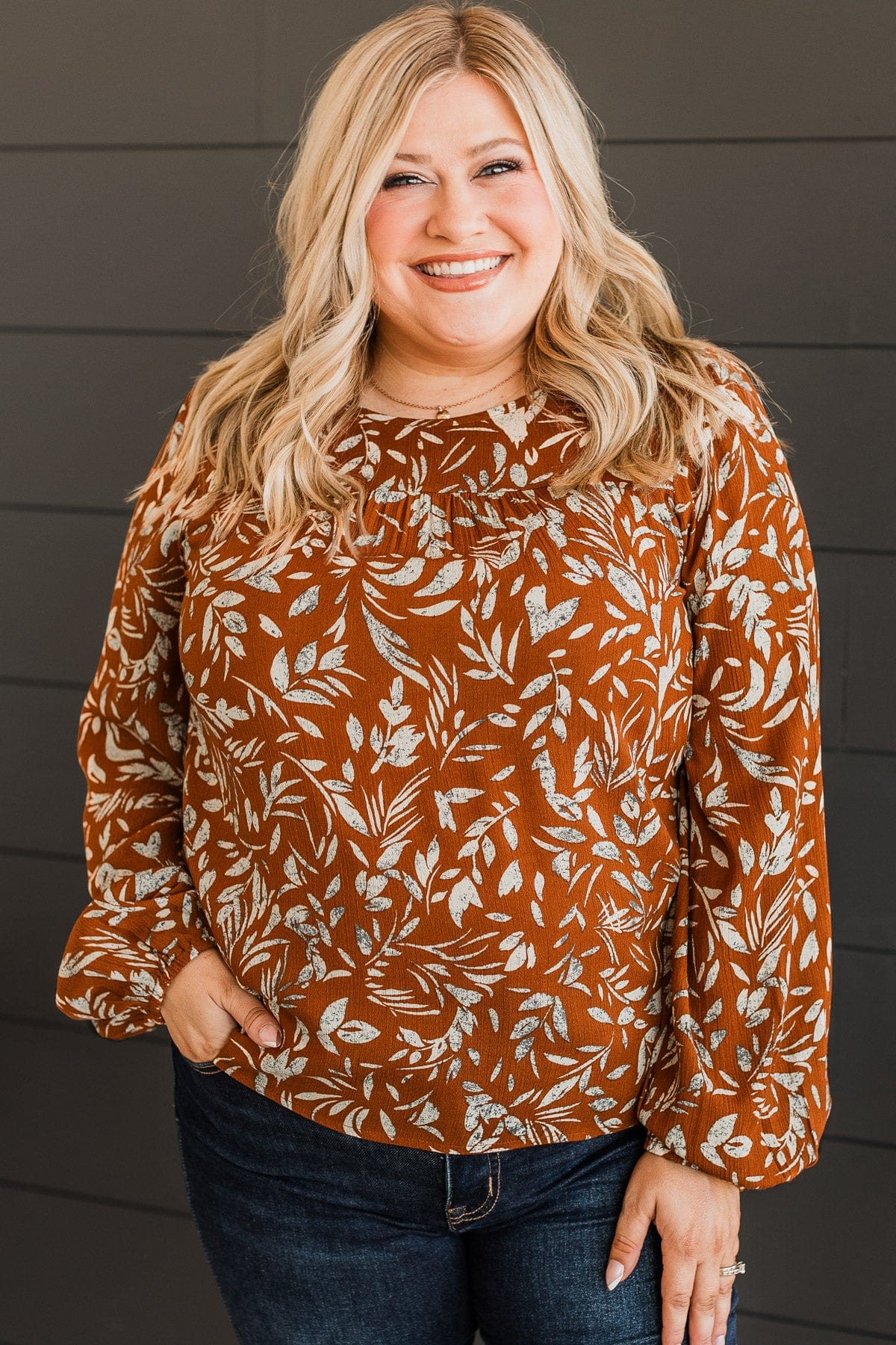 Beyond Lovely Floral Blouse- Rust