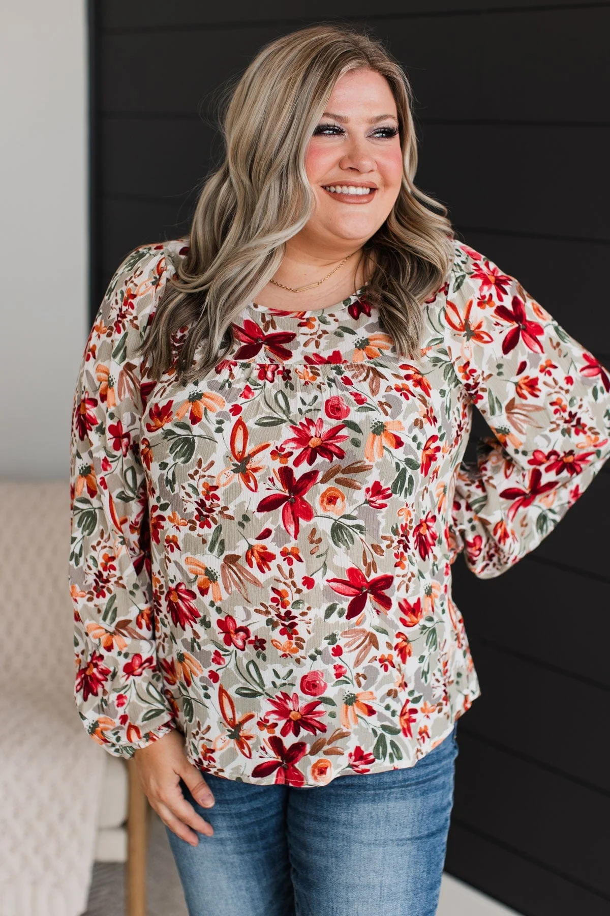 Beyond Lovely Floral Blouse- Sage - Image 2