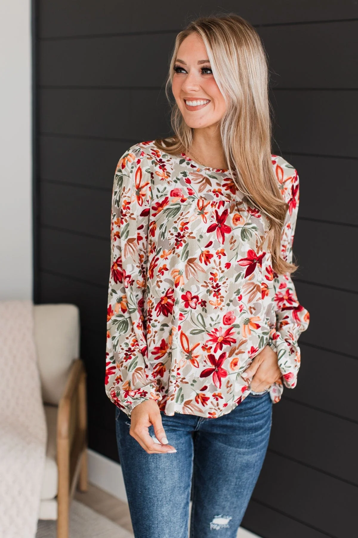 Beyond Lovely Floral Blouse- Sage - Image 5
