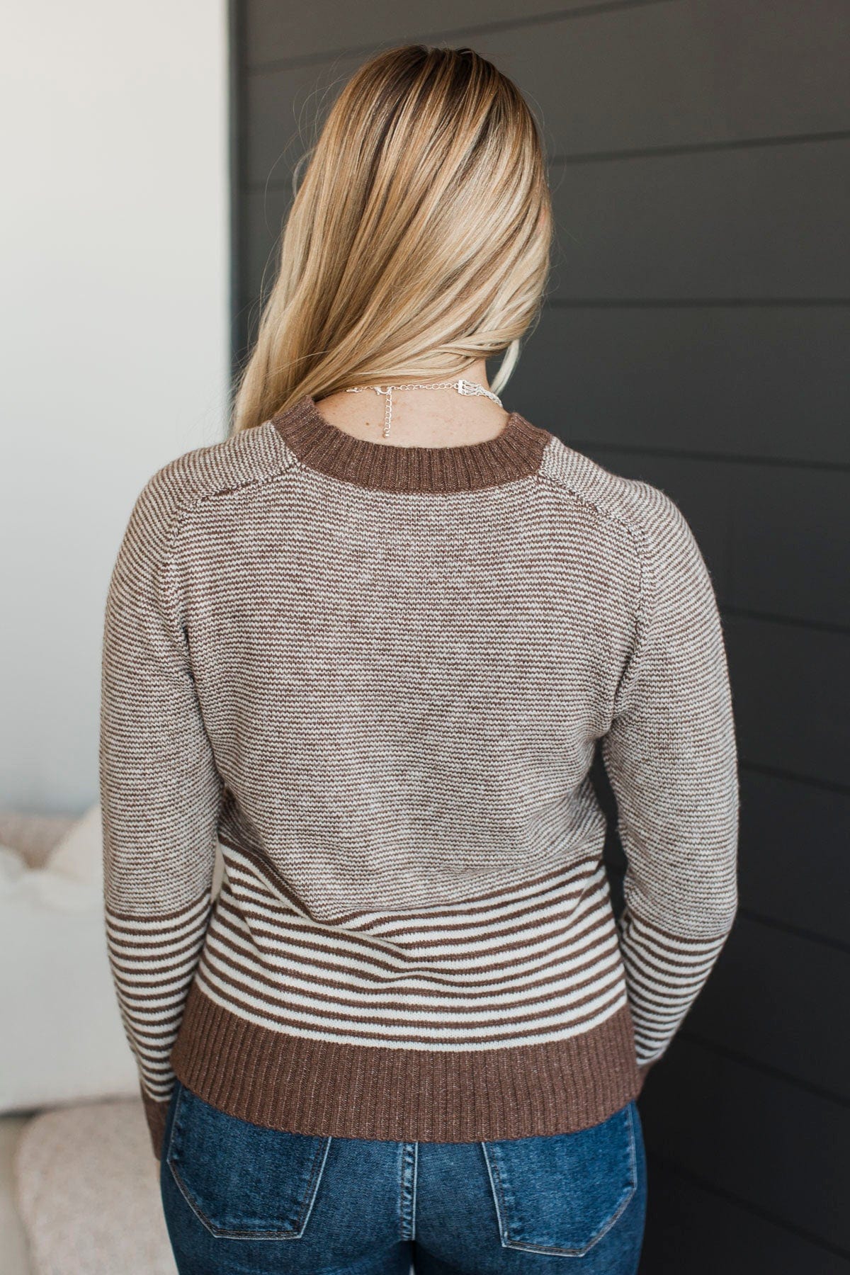Beyond Possible Striped Sweater- Mocha - Image 8