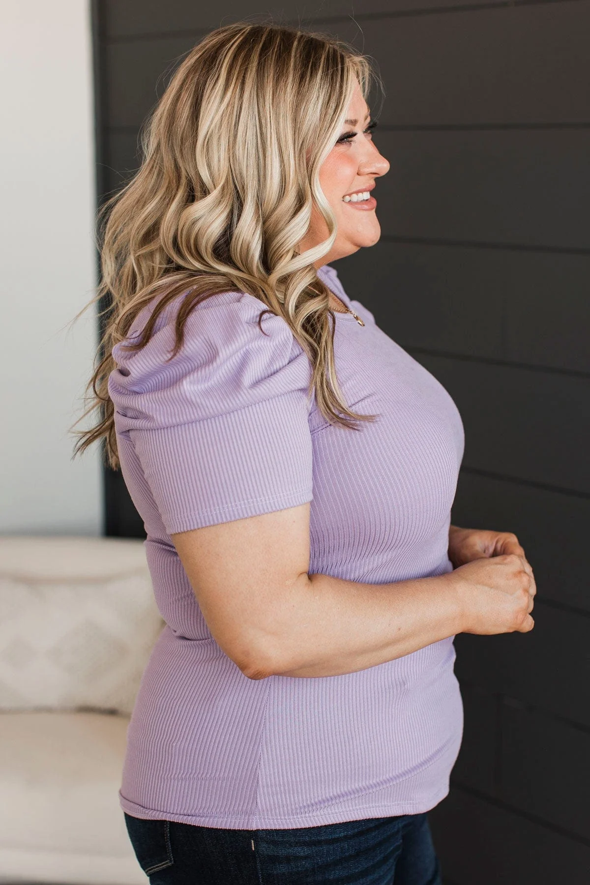 Big City Dreams Puff Sleeve Top- Lavender - Image 6