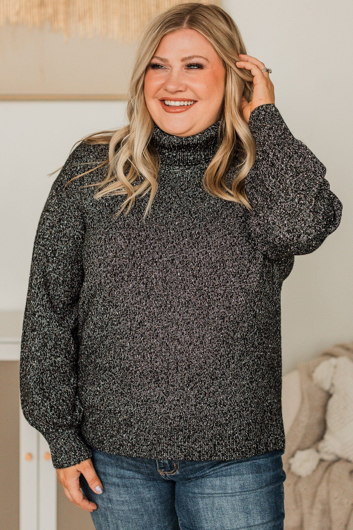 Biggest Wish Turtle Neck Sweater- Black - Image 4