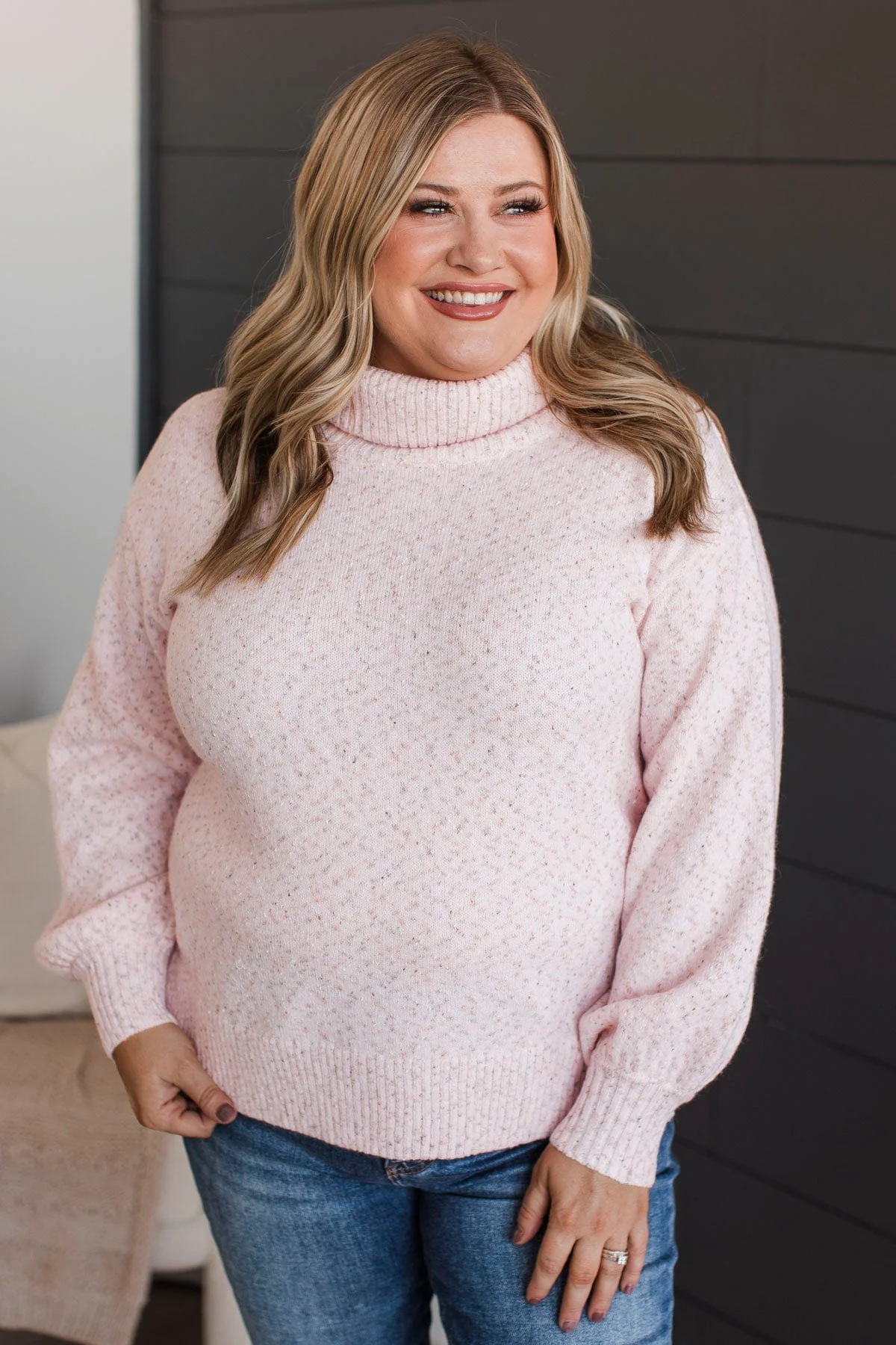 Biggest Wish Turtle Neck Sweater- Blush - Image 2