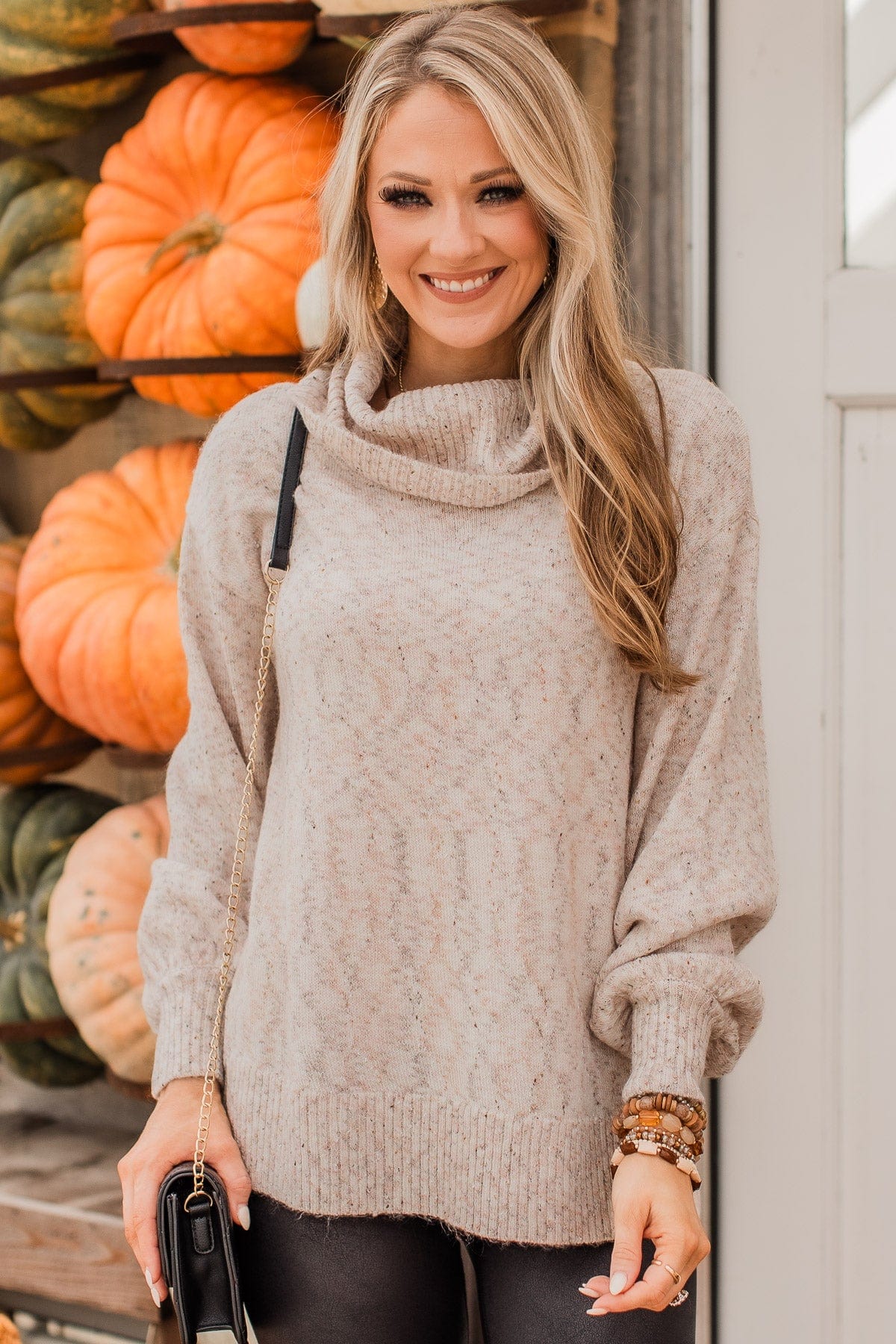 Biggest Wish Turtle Neck Sweater- Oatmeal - Image 2