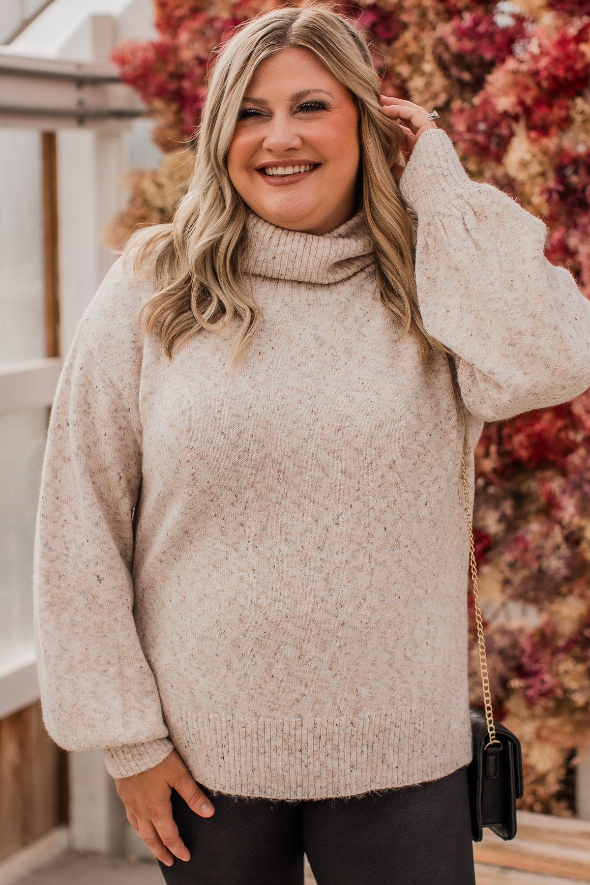 Biggest Wish Turtle Neck Sweater- Oatmeal - Image 3