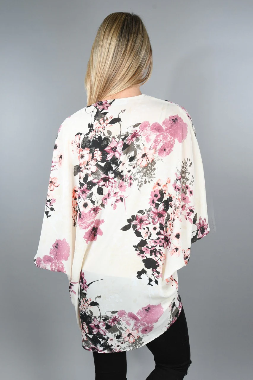 Black and Lilac Floral Kimono - Image 6