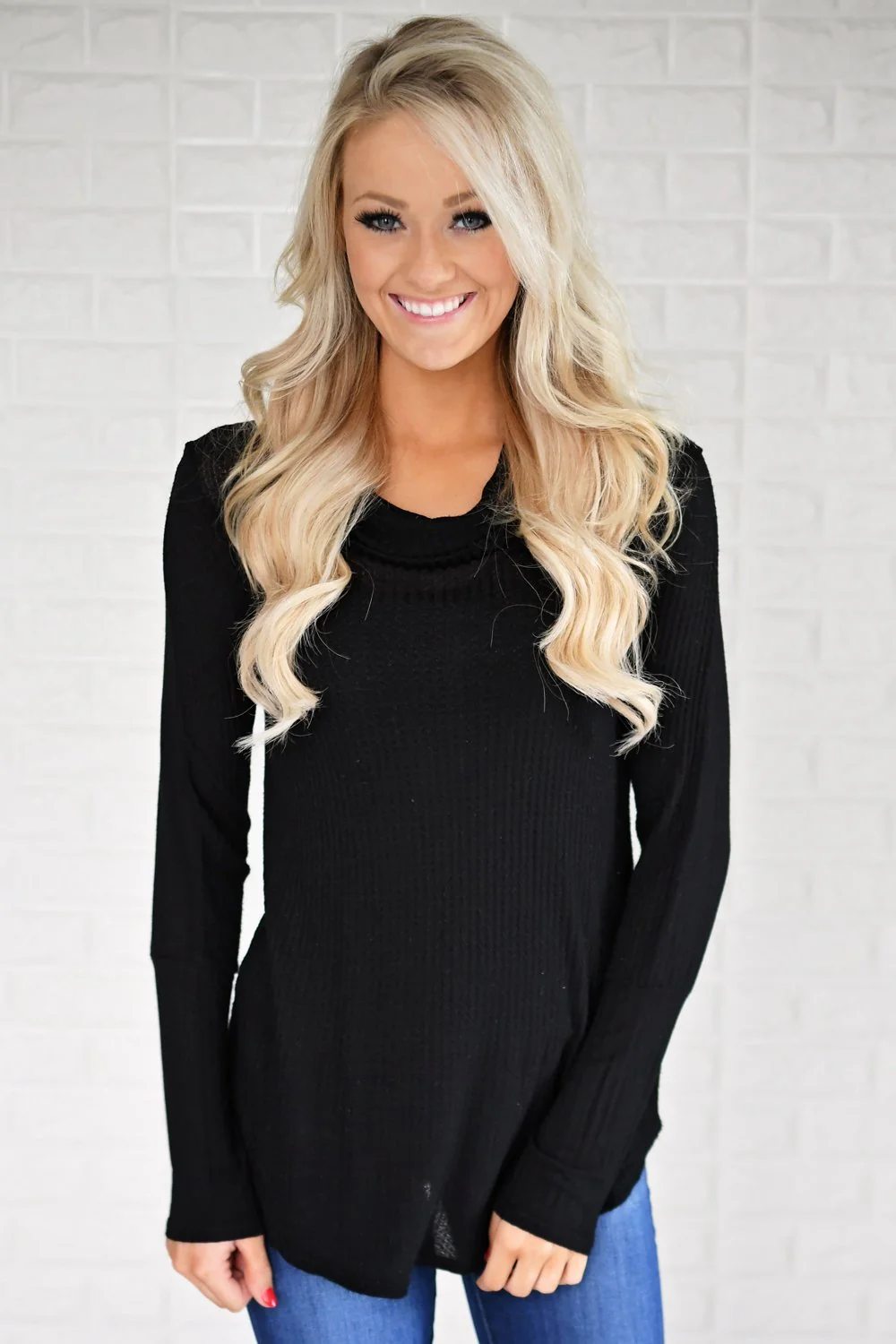 Black Cowl Neck Top - Image 2
