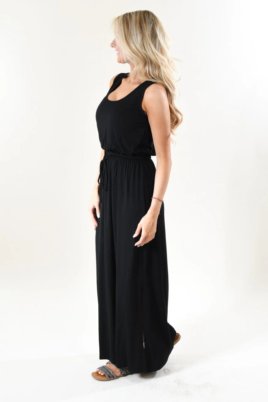 Black Drawstring Maxi Dress - Image 4