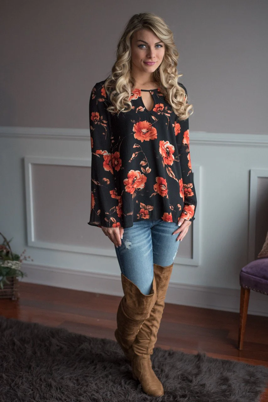 Black Floral Blouse - Image 2