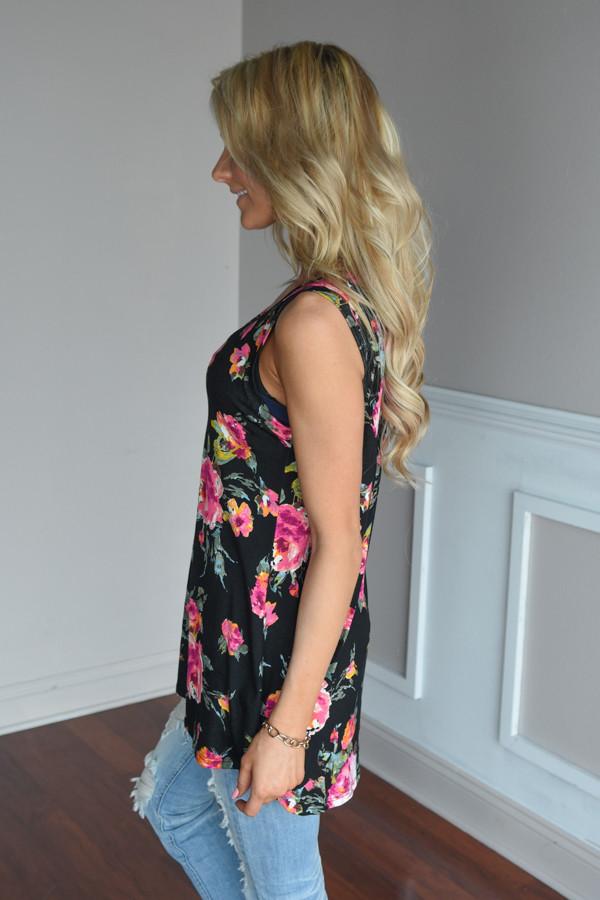 Black Floral Tank Top - Image 5