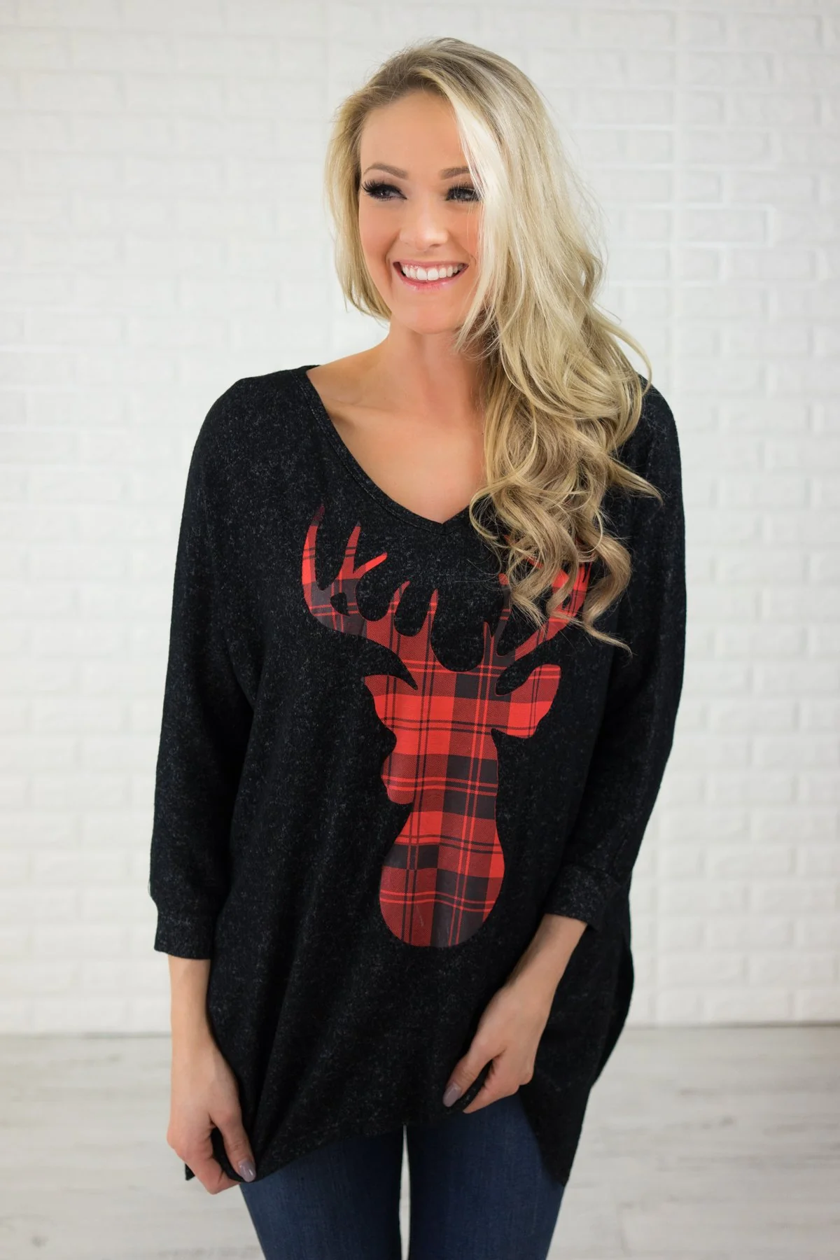 Black Reindeer Speckled Top - Image 2