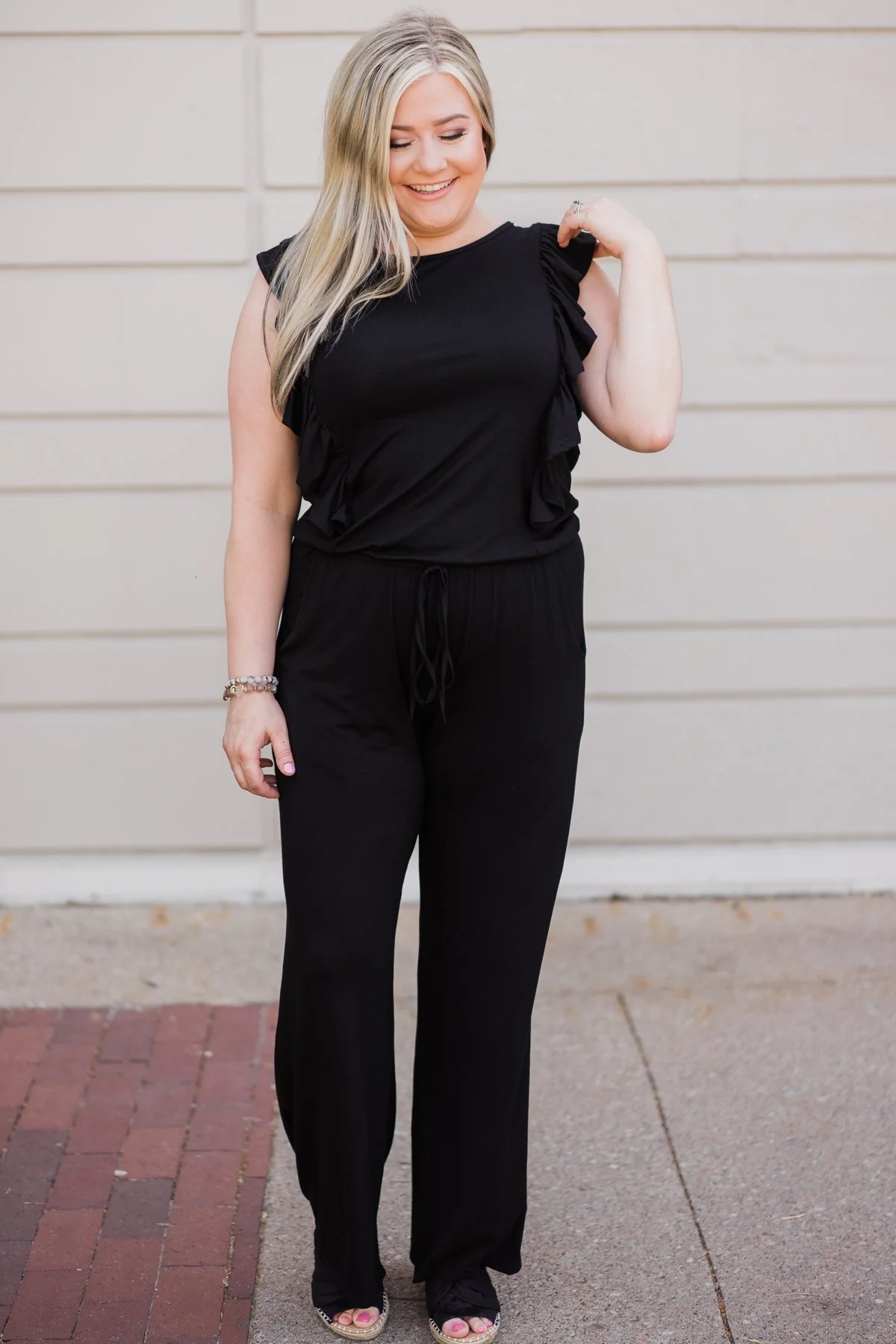 Black Ruffle Jumpsuit - Image 2