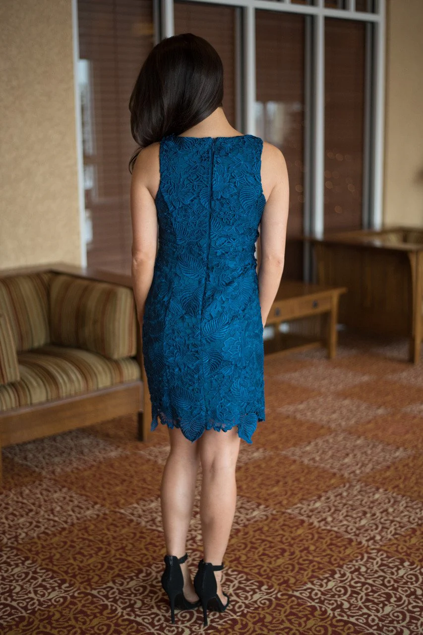 Electric Blue Lace Dress - Image 7