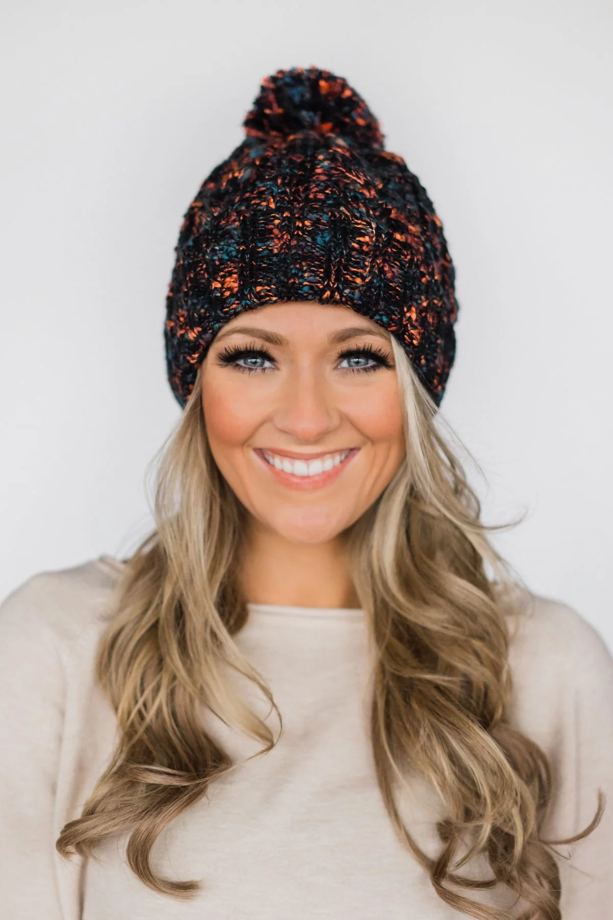 Black Speckled Pom Beanie