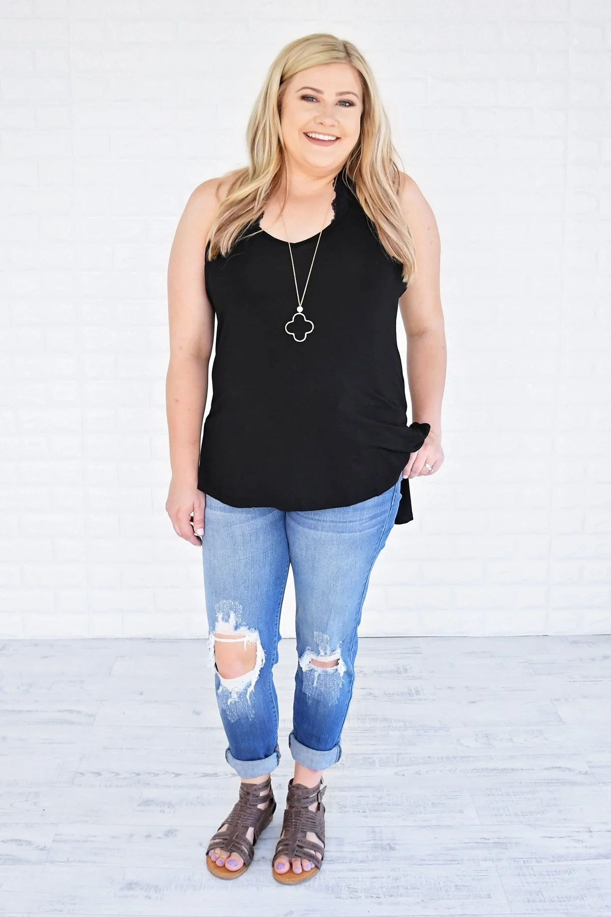 Black Strappy Tank Top - Image 2