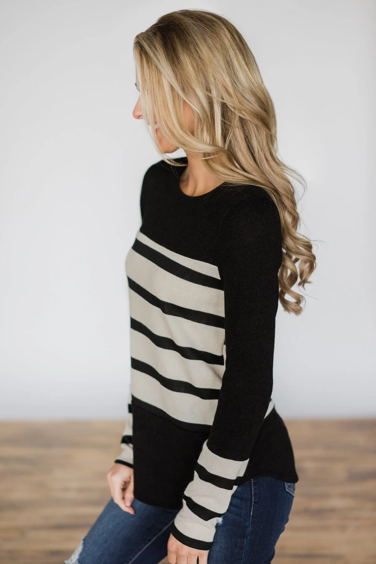 Black Striped Beauty Long Sleeve Top - Image 4
