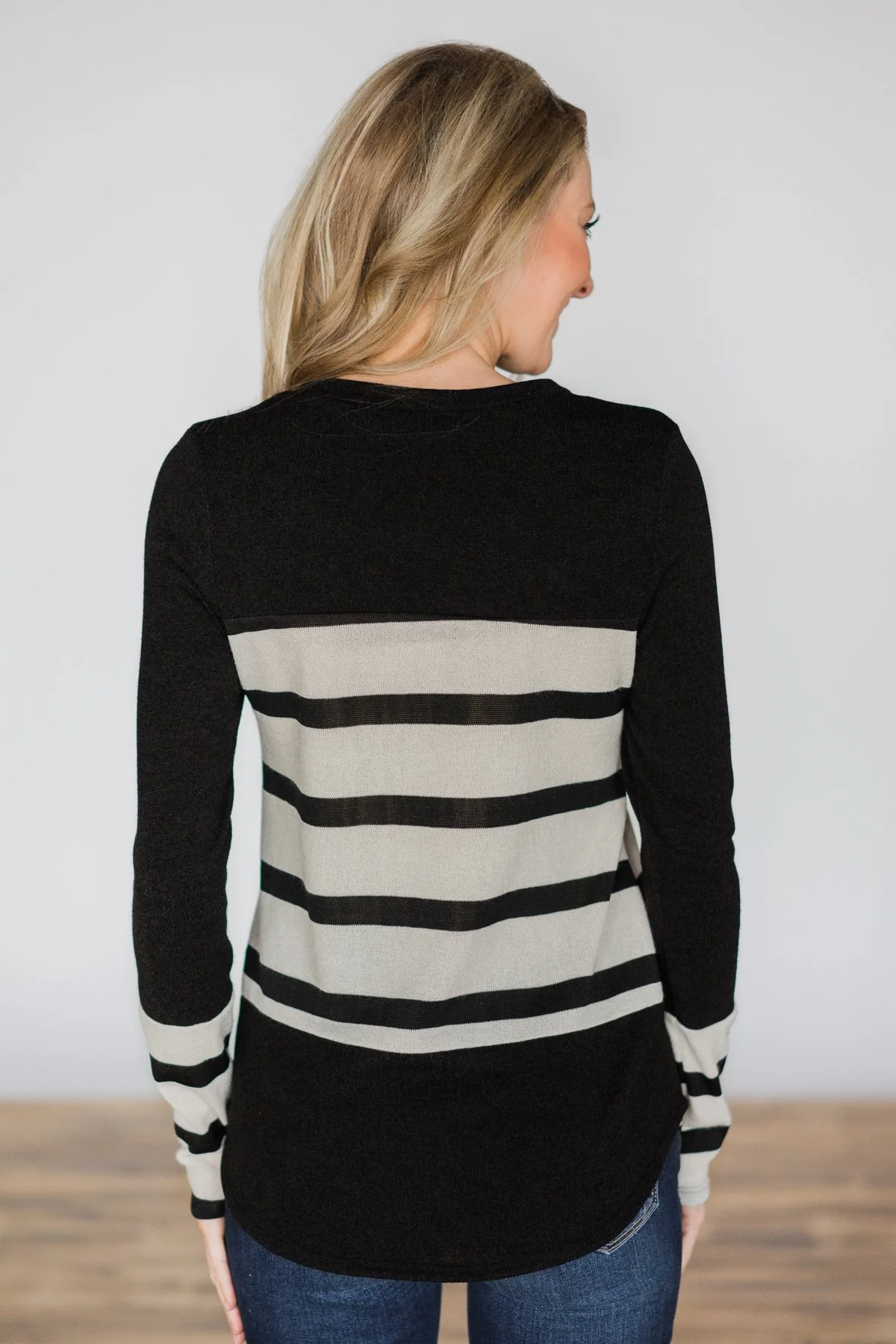 Black Striped Beauty Long Sleeve Top - Image 5