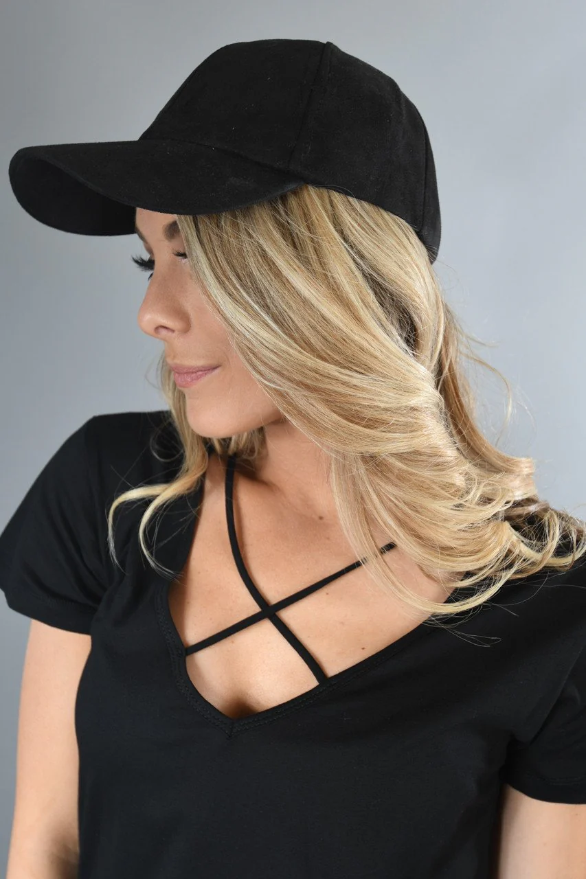 Black Suede Baseball Cap - Image 2