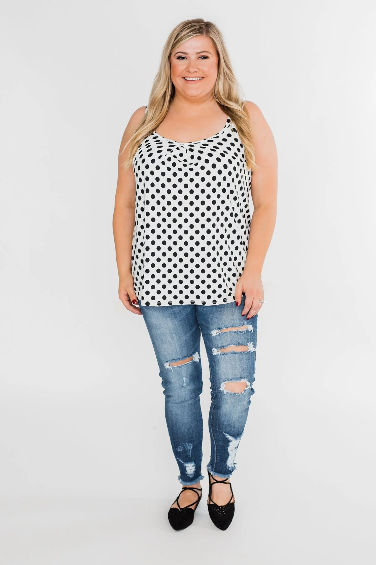 Black & White Polka Dot Tank Top - Image 3