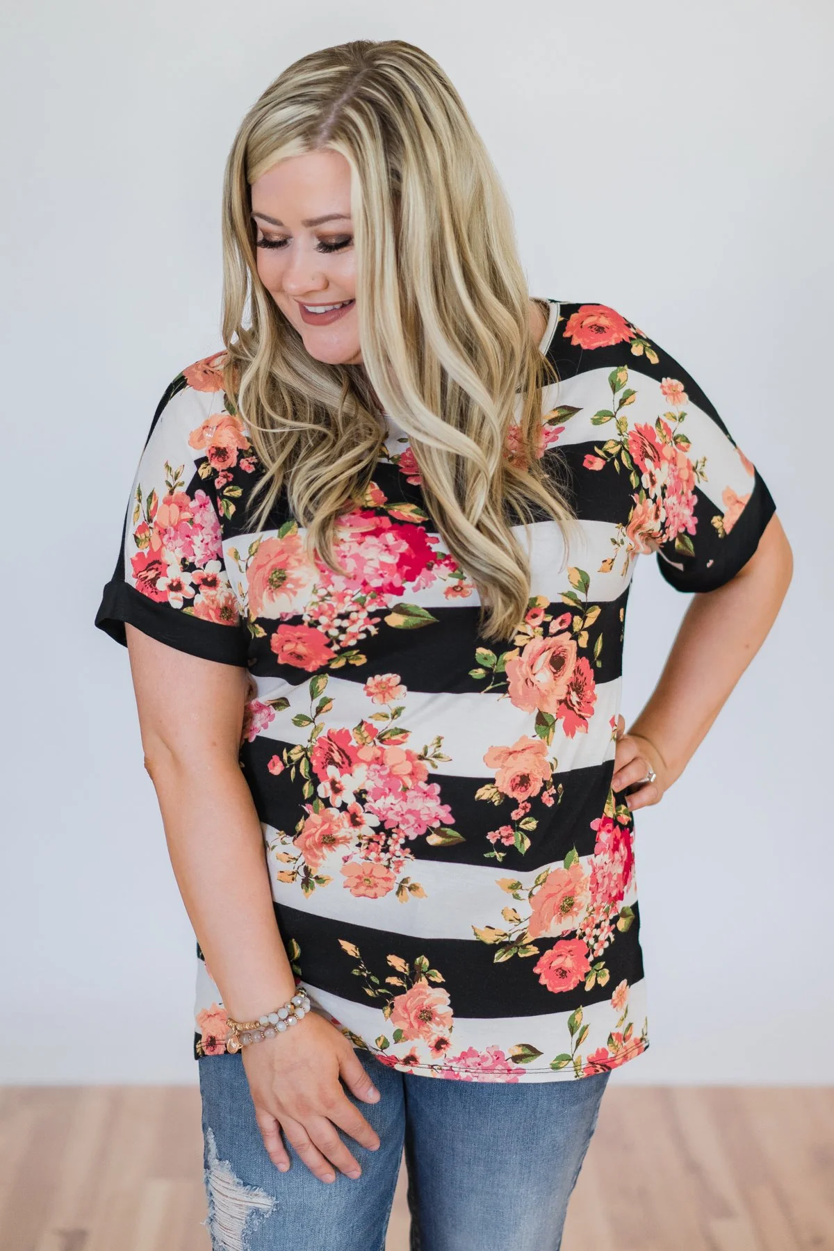 Today is the Day Striped Floral Top - Image 5